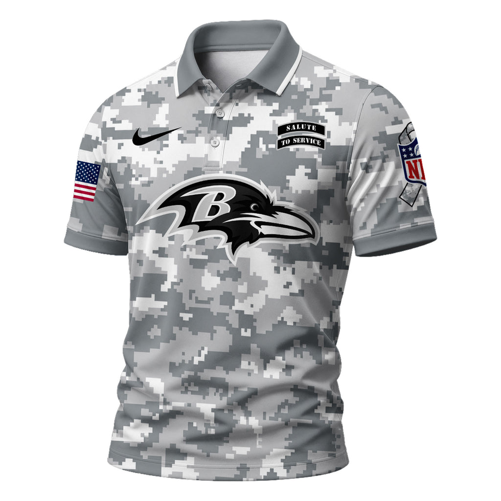 B.ravens | Premium  Salute To Service Camo Polo Shirt Nf1