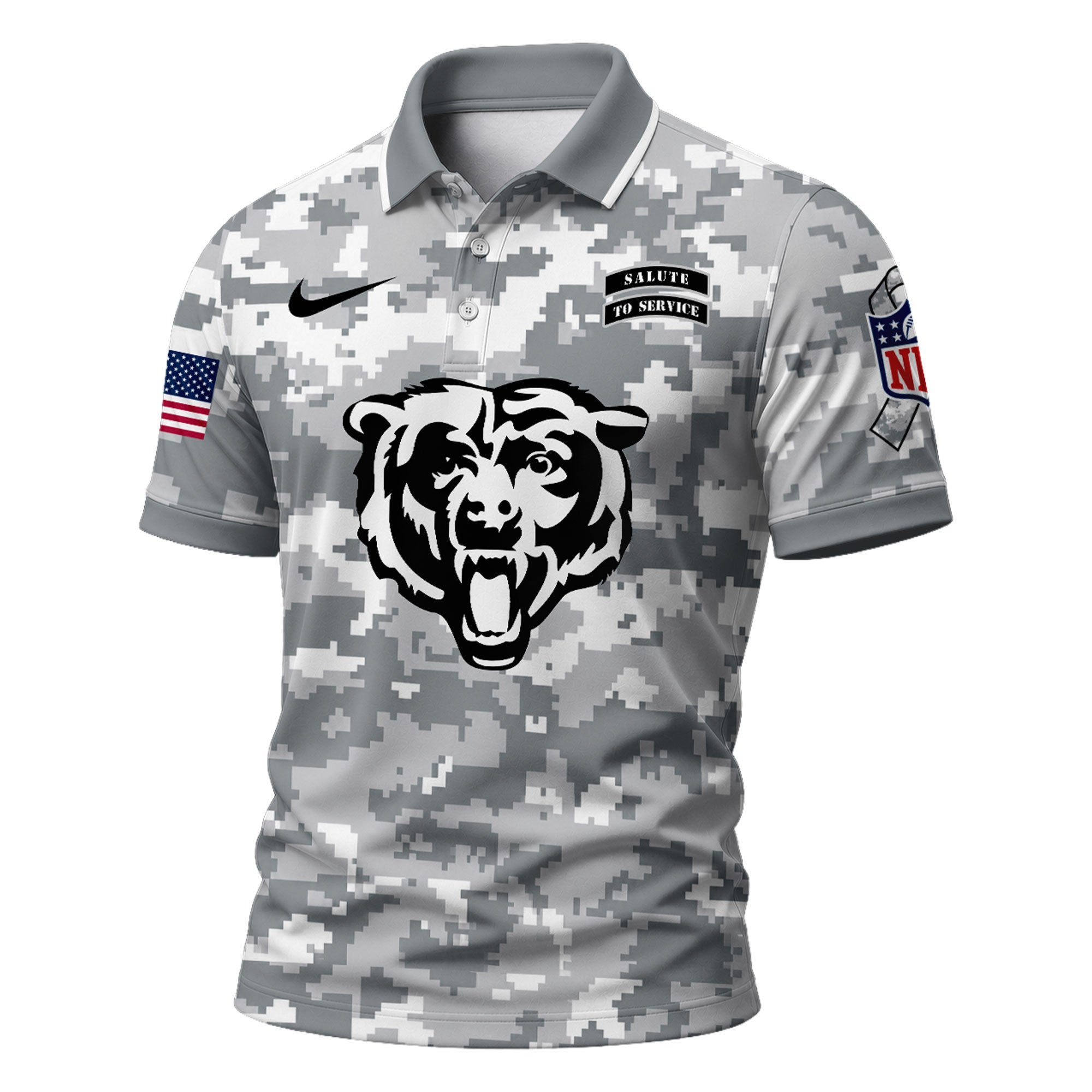 C.bears | Premium  Salute To Service Camo Polo Shirt Nf1