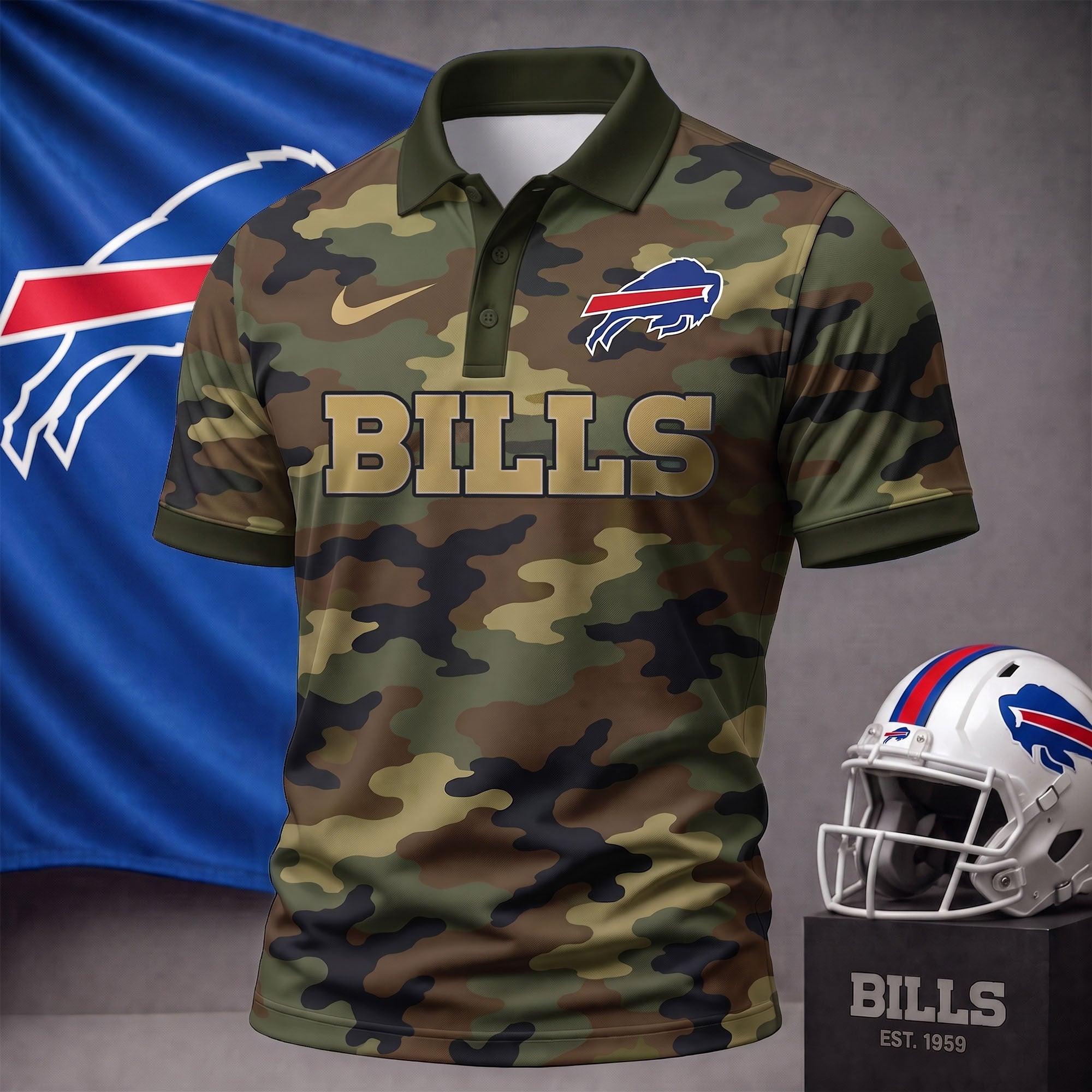 B.bills | Premium  Us.arm Camo Polo Shirt NF1