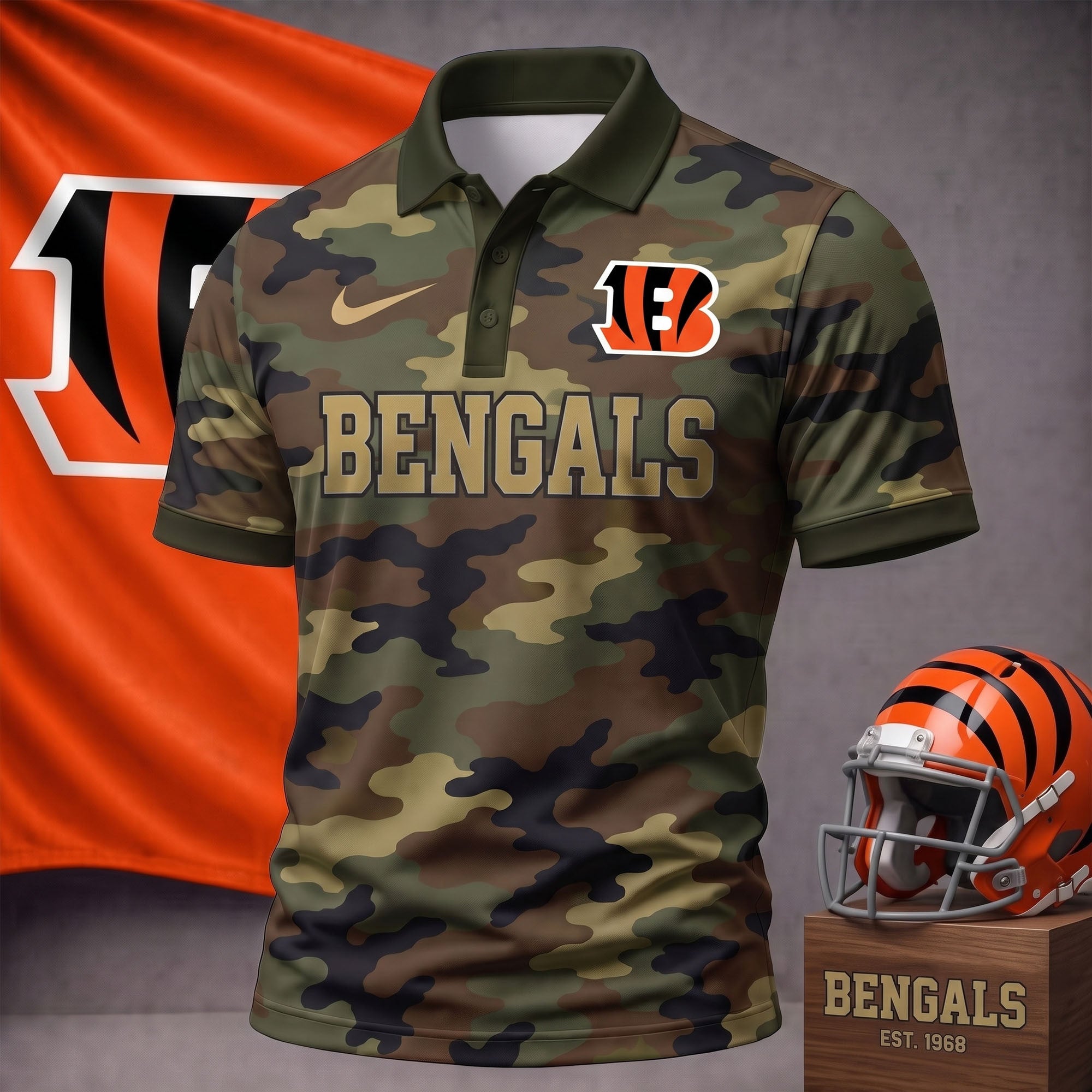 C.bengals | Premium  Us.arm Camo Polo Shirt NF1
