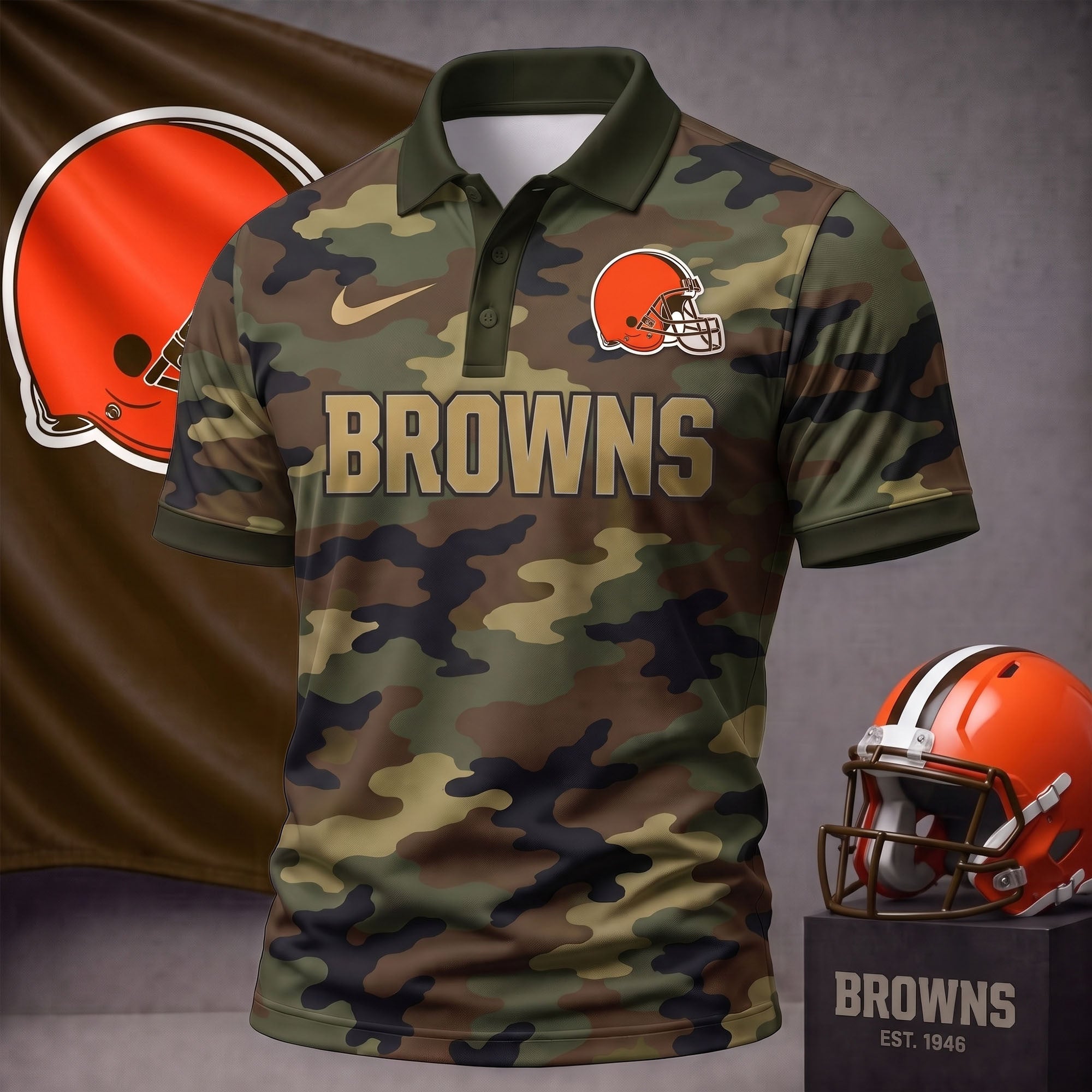C.browns | Premium  Us.arm Camo Polo Shirt NF1
