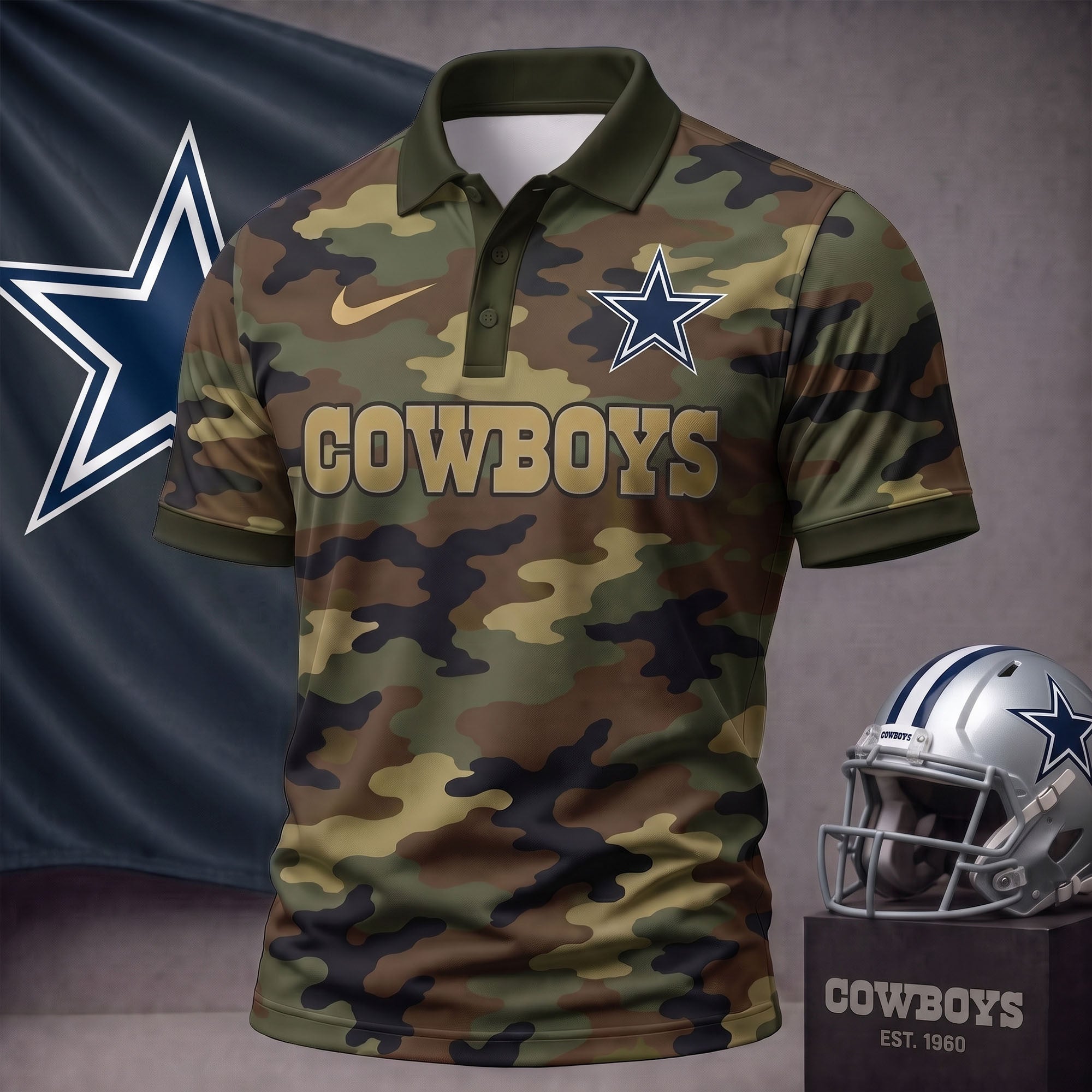 D.cowboys | Premium  Us.arm Camo Polo Shirt NF1