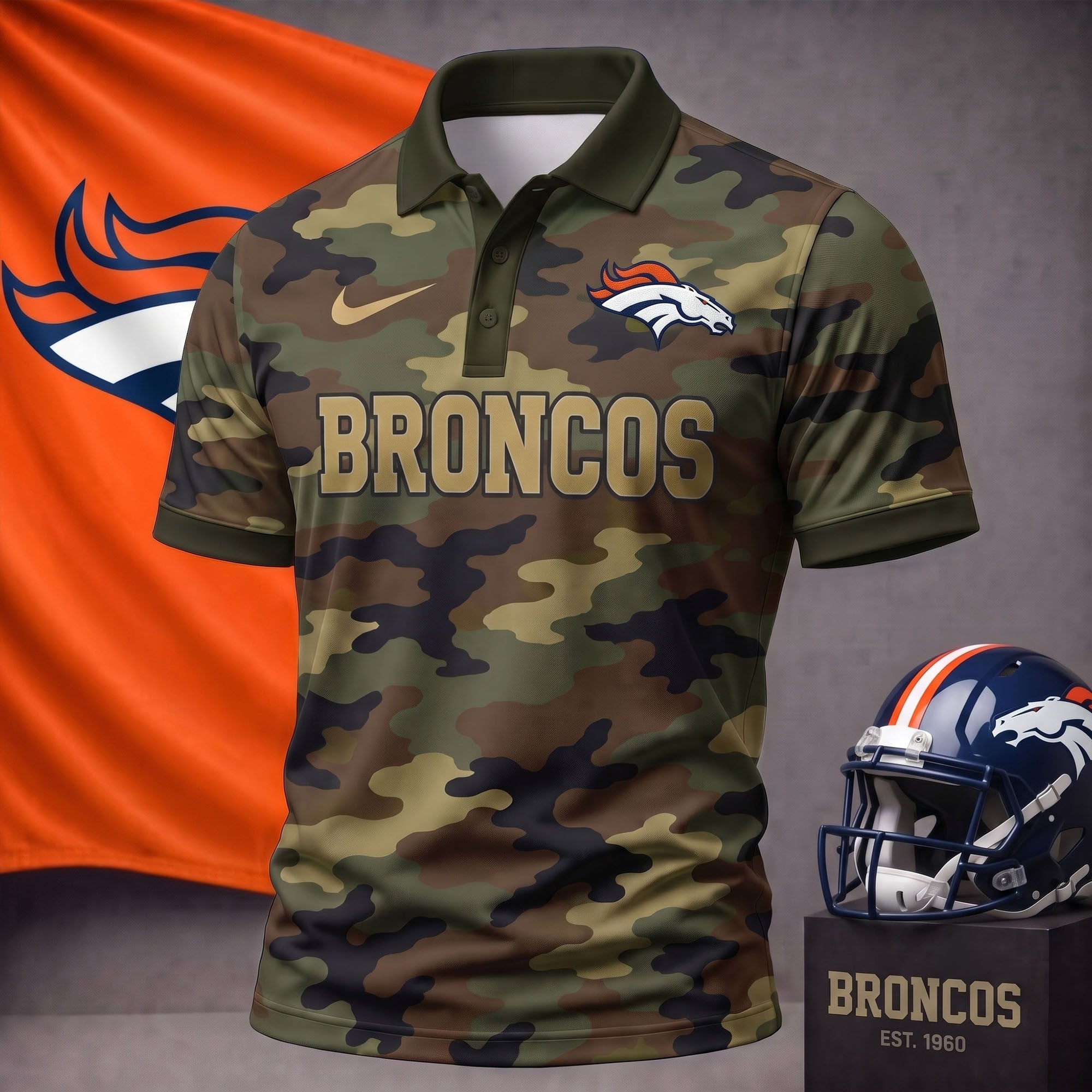 D.broncos | Premium  Us.arm Camo Polo Shirt NF1