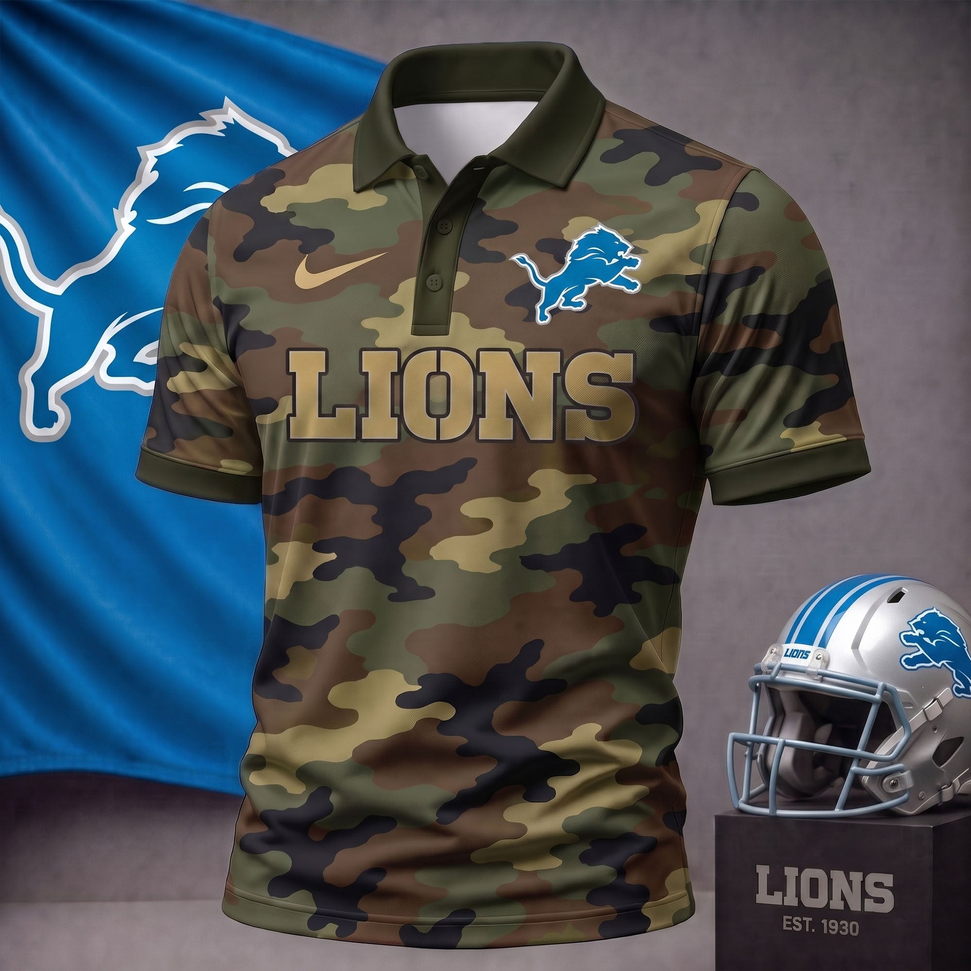 D.lions | Premium  Us.arm Camo Polo Shirt NF1