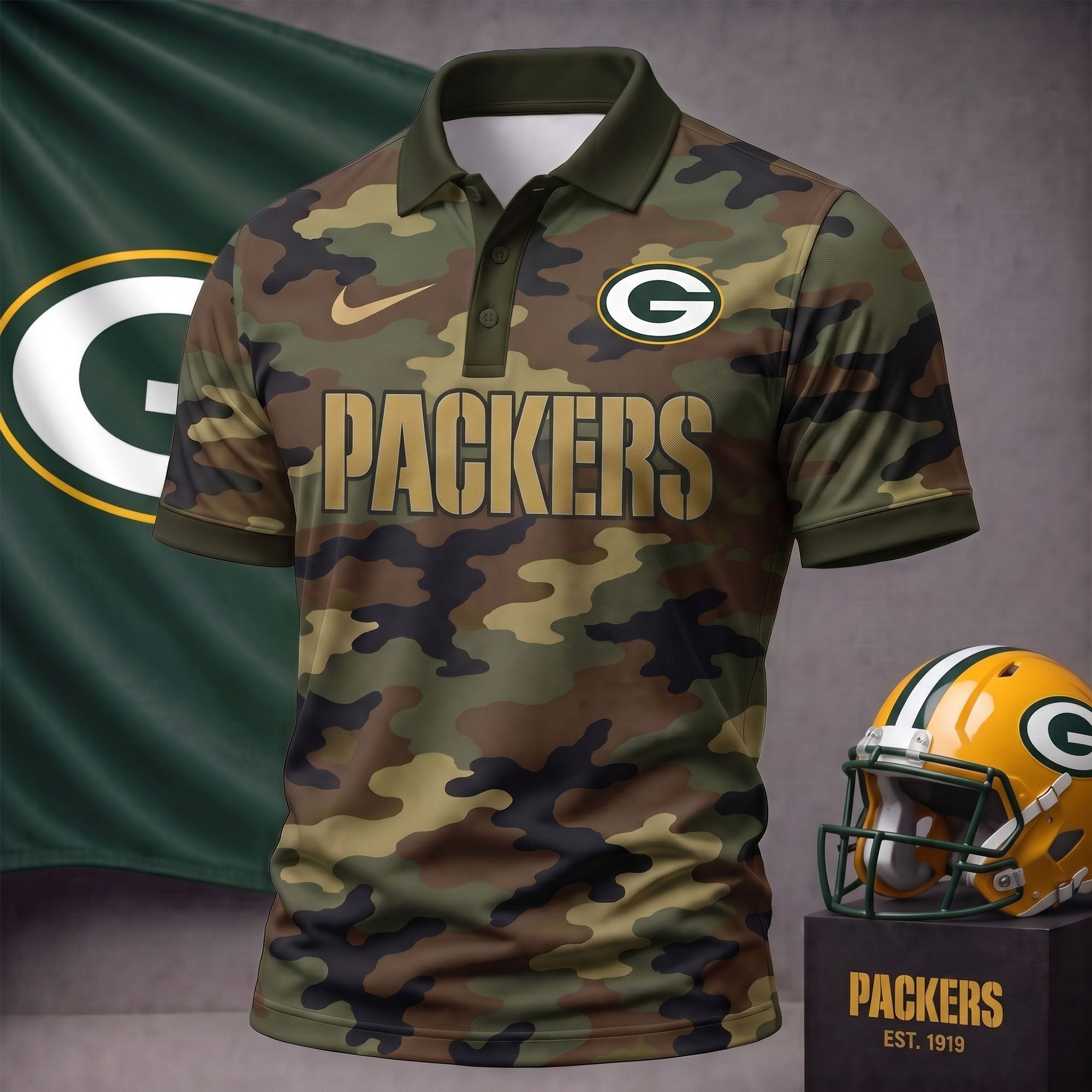 Gb.packers | Premium  Us.arm Camo Polo Shirt NF1