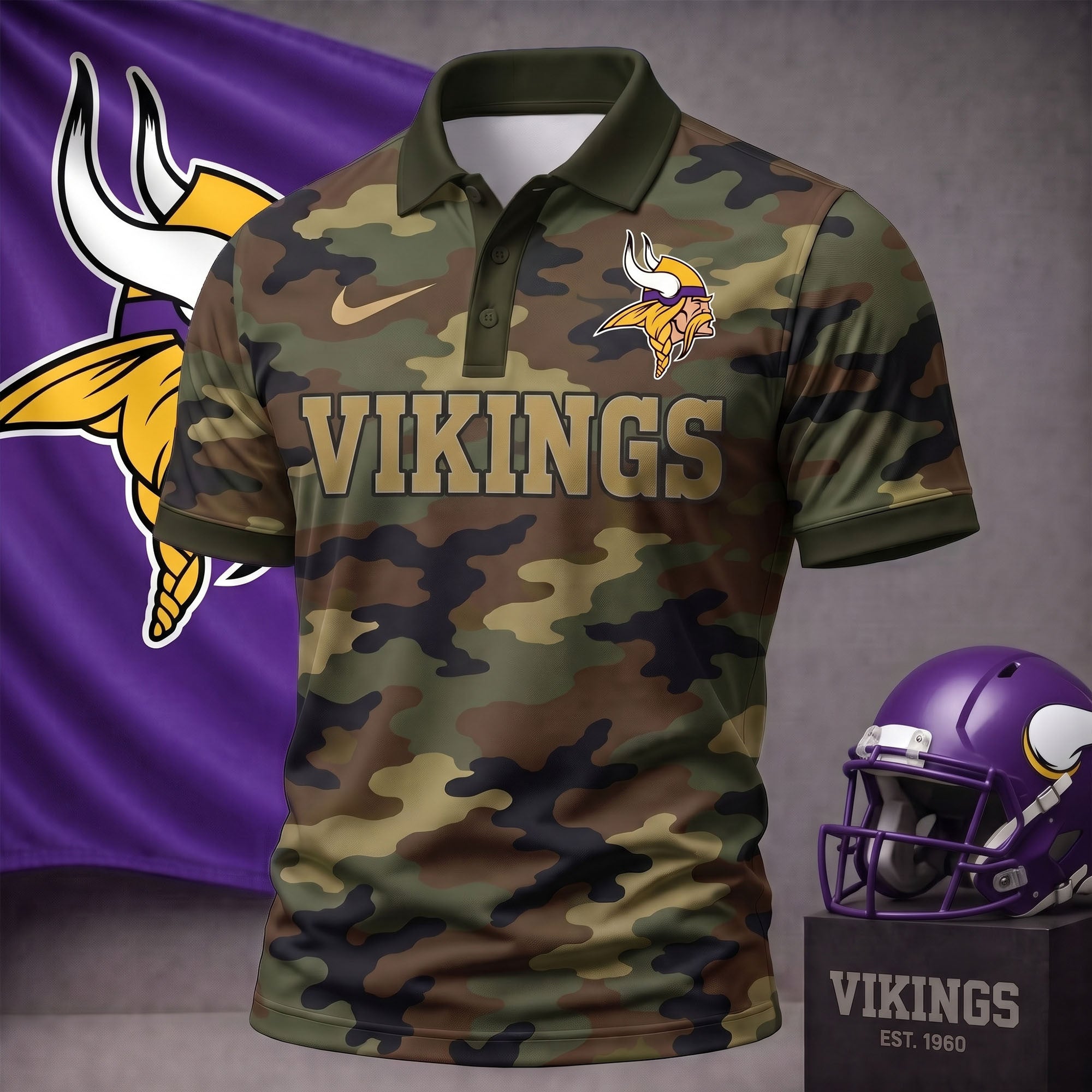 M.vikings | Premium  Us.arm Camo Polo Shirt NF1