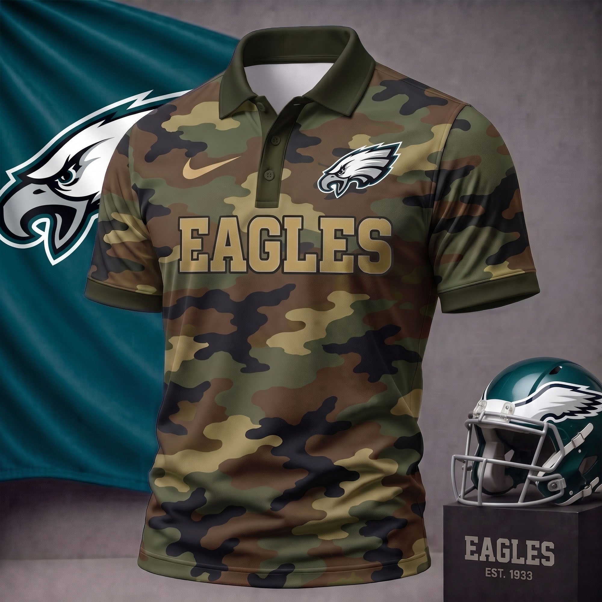 P.eagles | Premium  Us.arm Camo Polo Shirt NF1