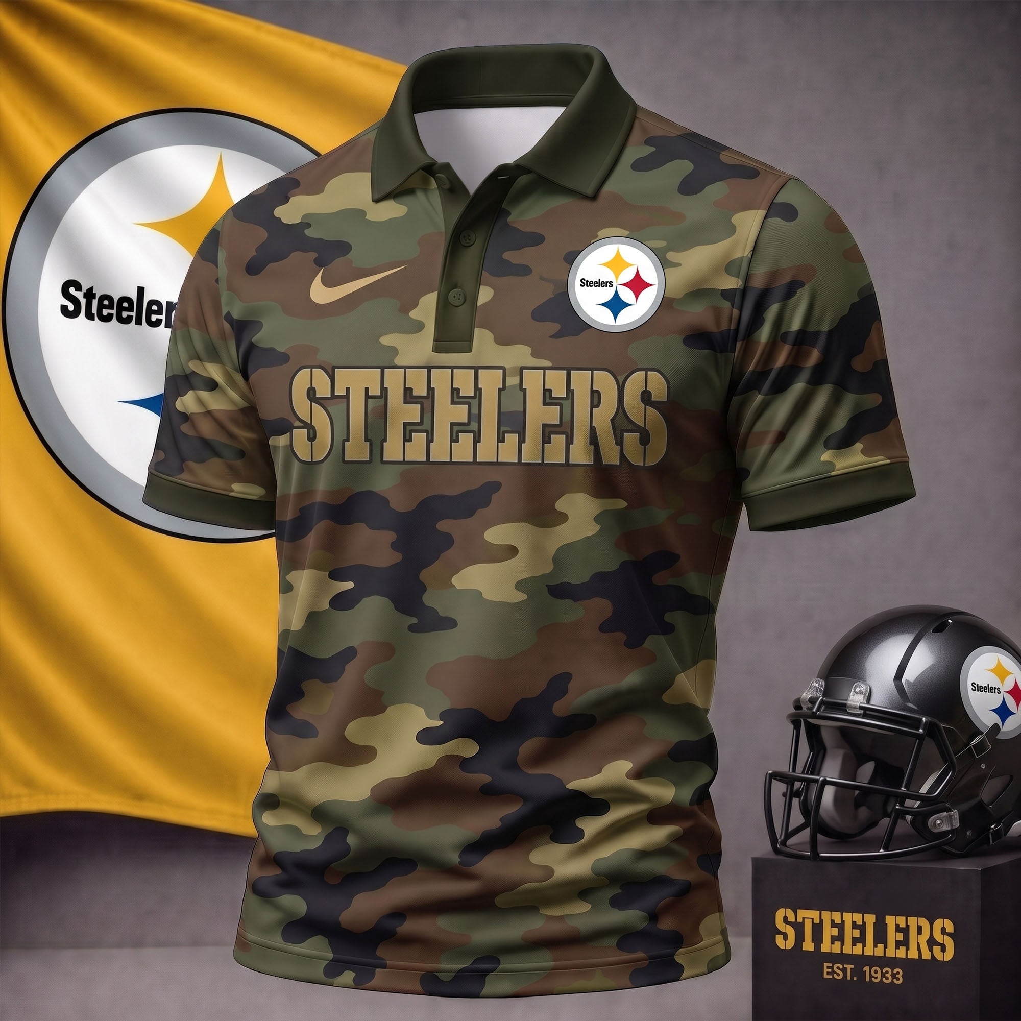 P.steelers | Premium  Us.arm Camo Polo Shirt NF1