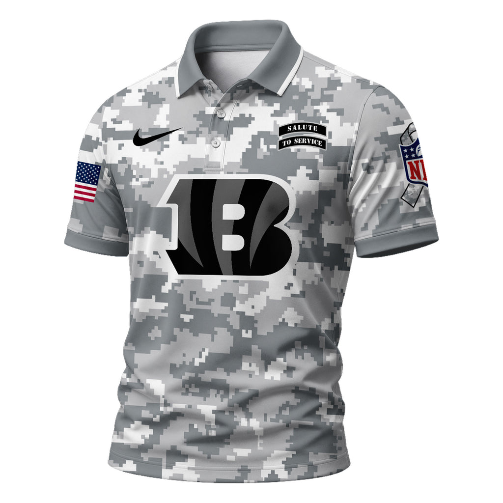 C.bengals | Premium  Salute To Service Camo Polo Shirt Nf1