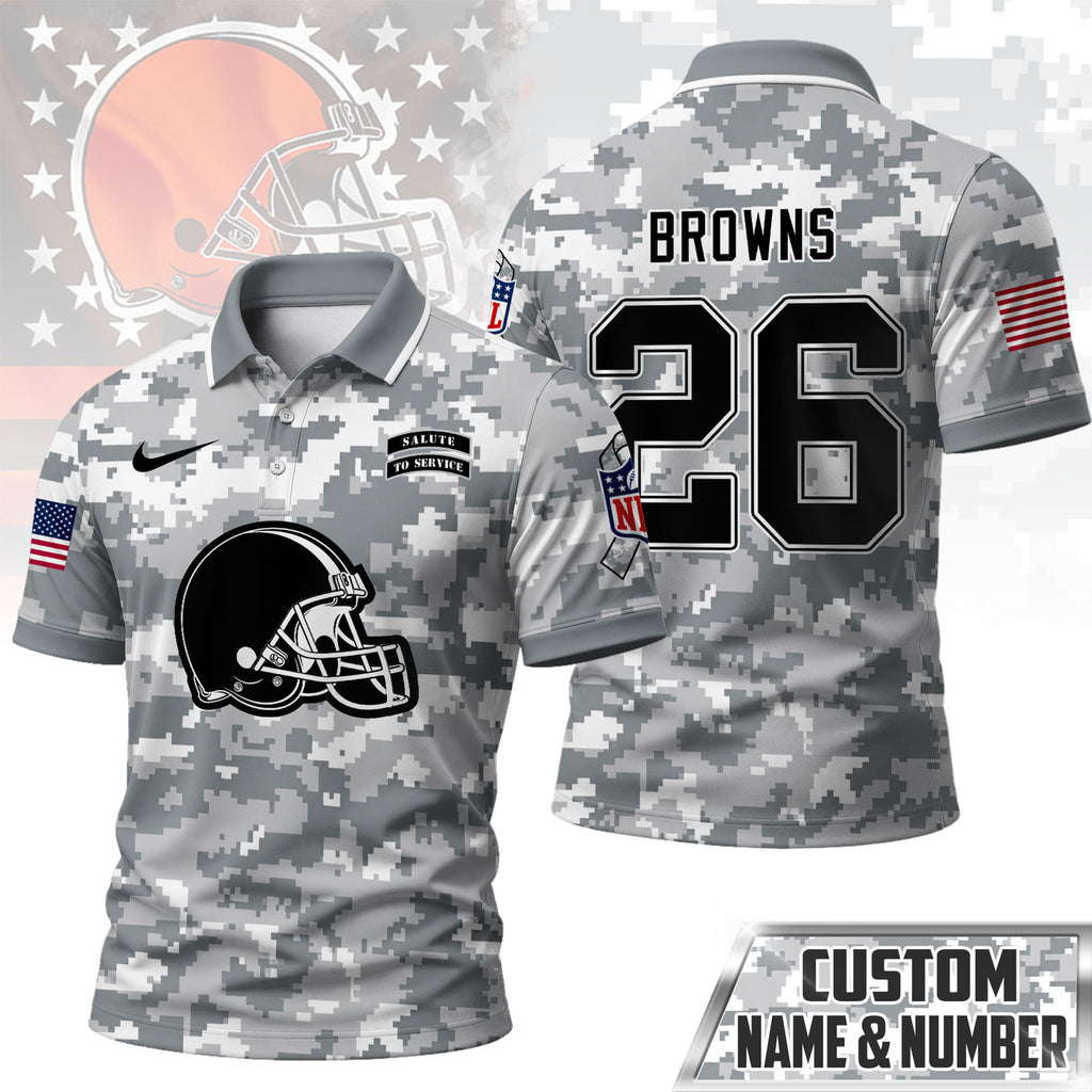 C.browns | Premium  Salute To Service Camo Polo Shirt Nf1