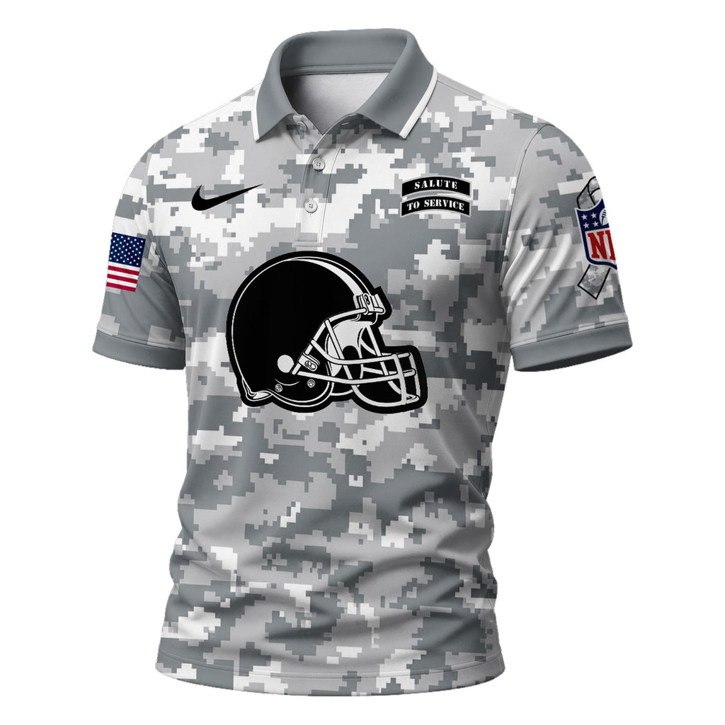 C.browns | Premium  Salute To Service Camo Polo Shirt Nf1