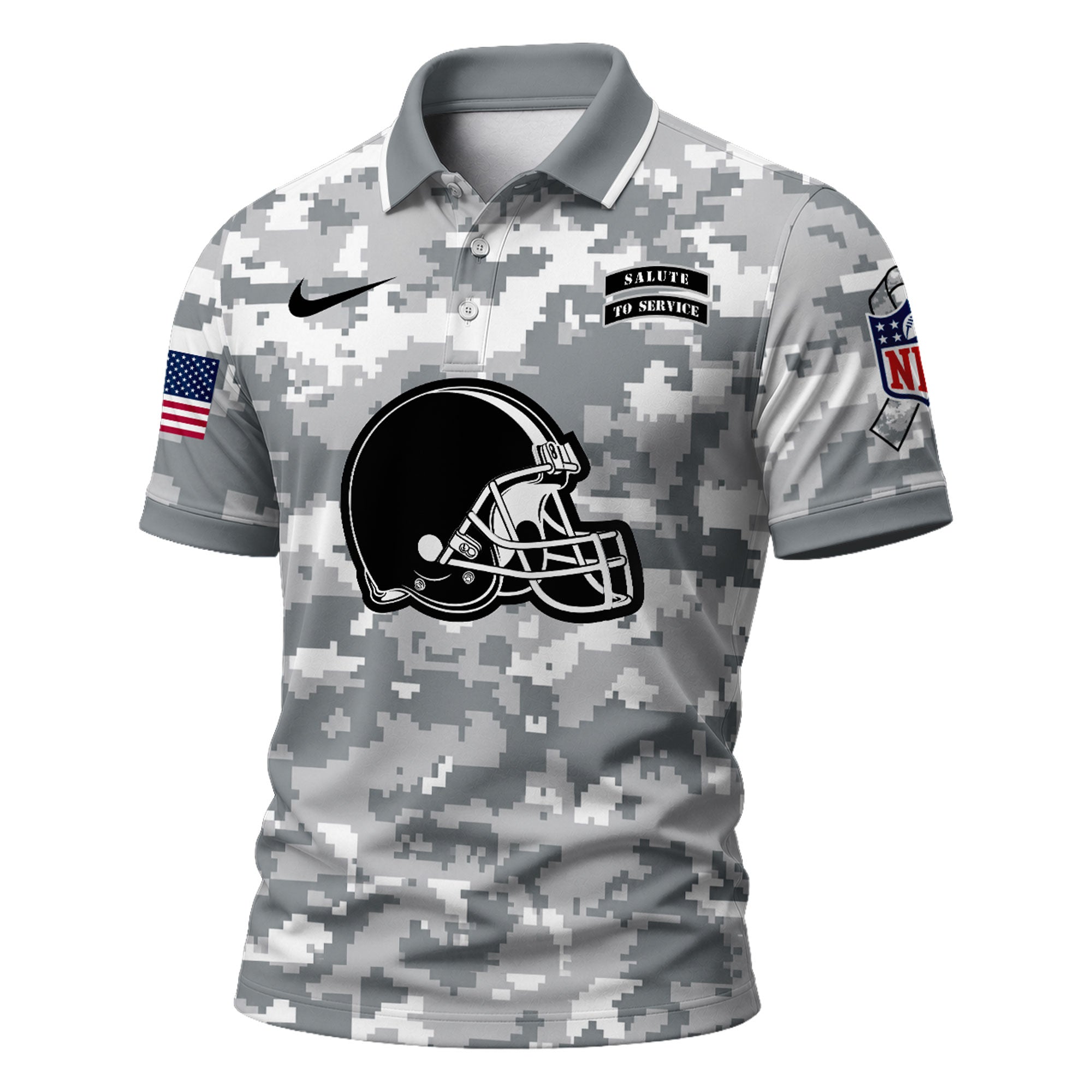 C.browns | Premium  Salute To Service Camo Polo Shirt Nf1