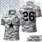 D.cowboys | Premium  Salute To Service Camo Polo Shirt Nf1