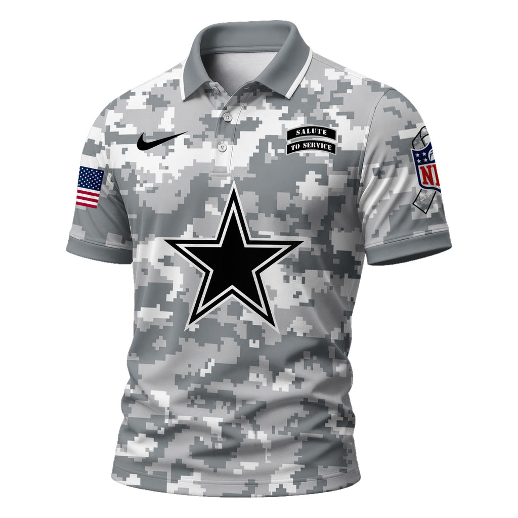 D.cowboys | Premium  Salute To Service Camo Polo Shirt Nf1