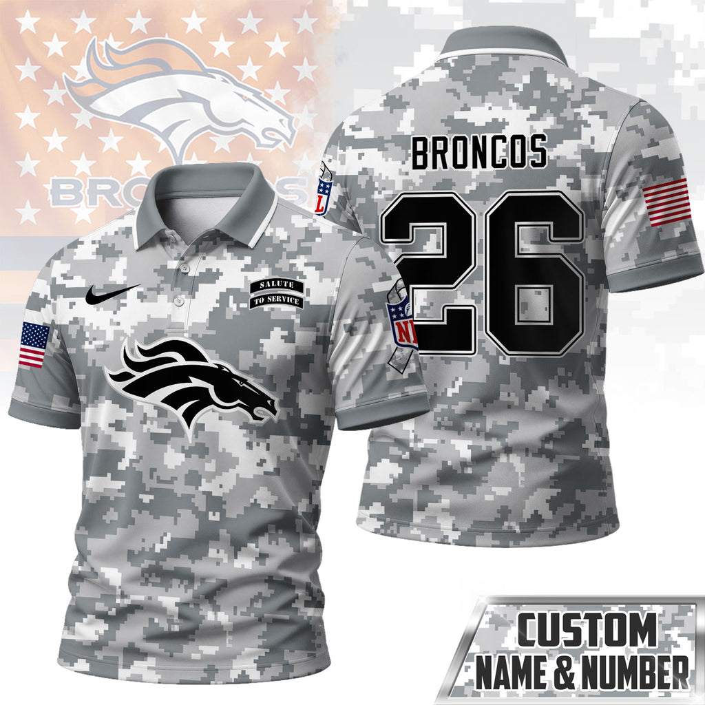 D.broncos | Premium  Salute To Service Camo Polo Shirt Nf1