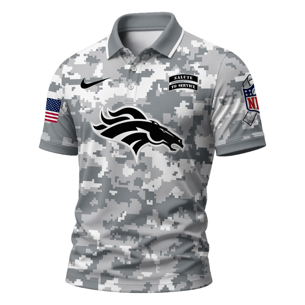 D.broncos | Premium  Salute To Service Camo Polo Shirt Nf1