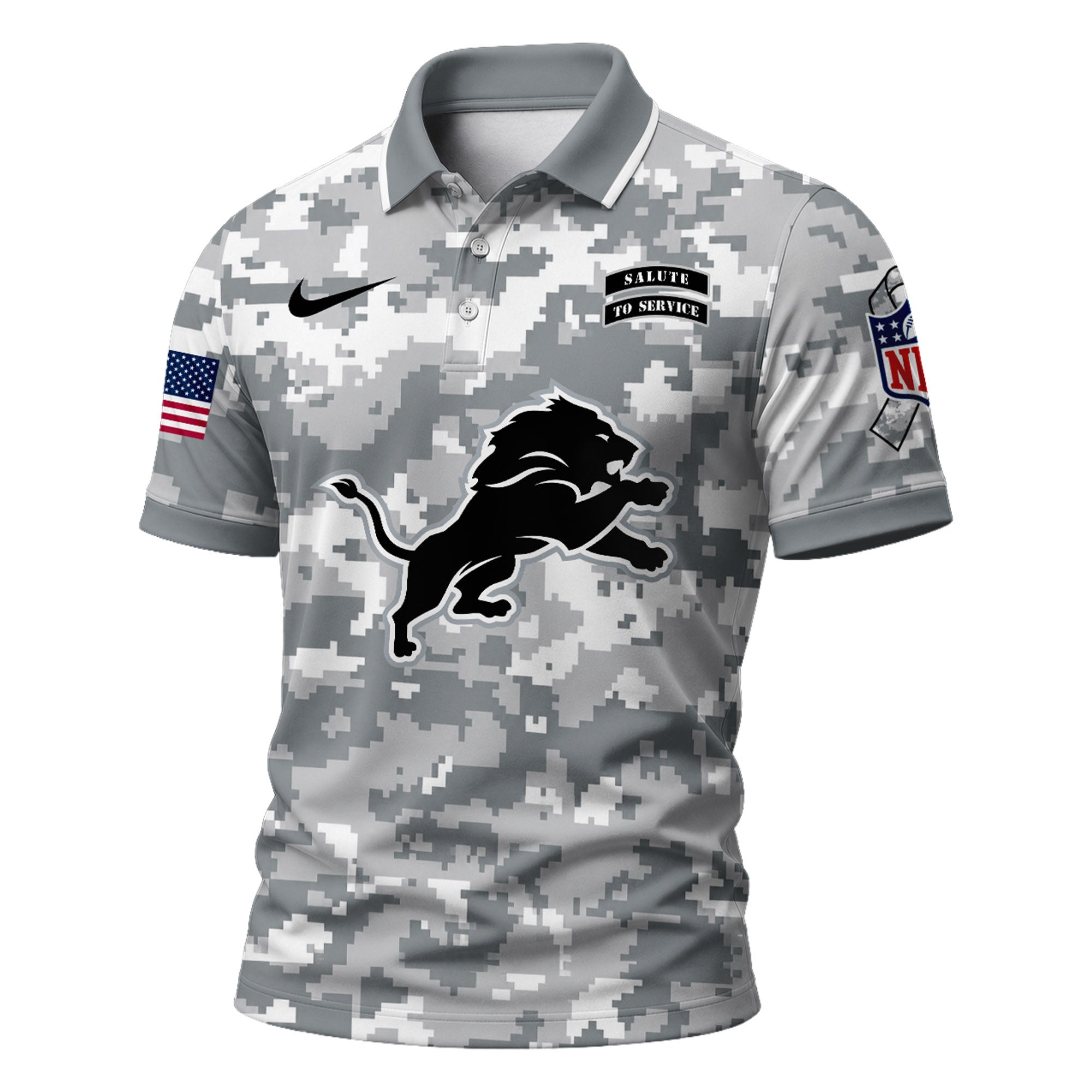 D.lions | Premium  Salute To Service Camo Polo Shirt Nf1