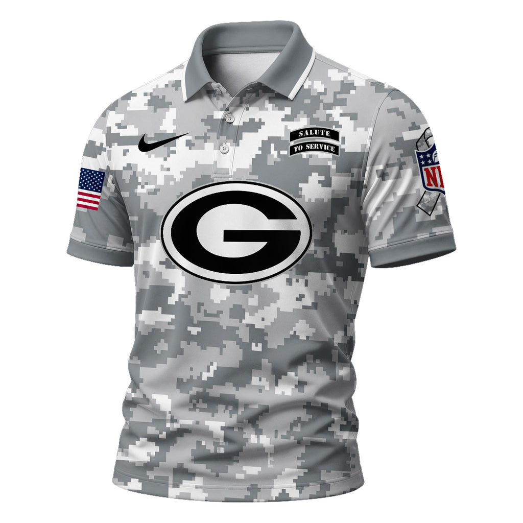 Gb.packers | Premium  Salute To Service Camo Polo Shirt Nf1