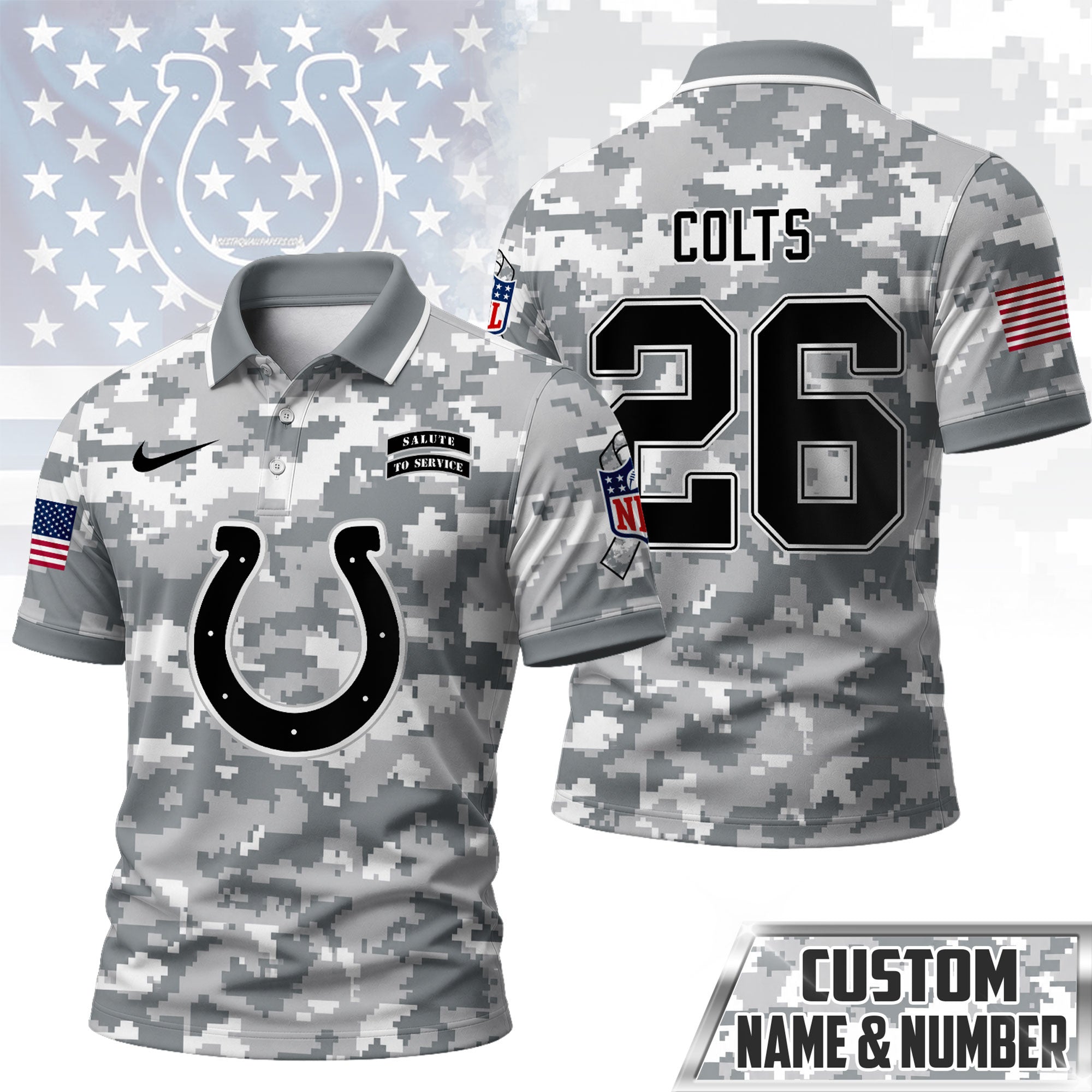 I.colts | Premium  Salute To Service Camo Polo Shirt Nf1