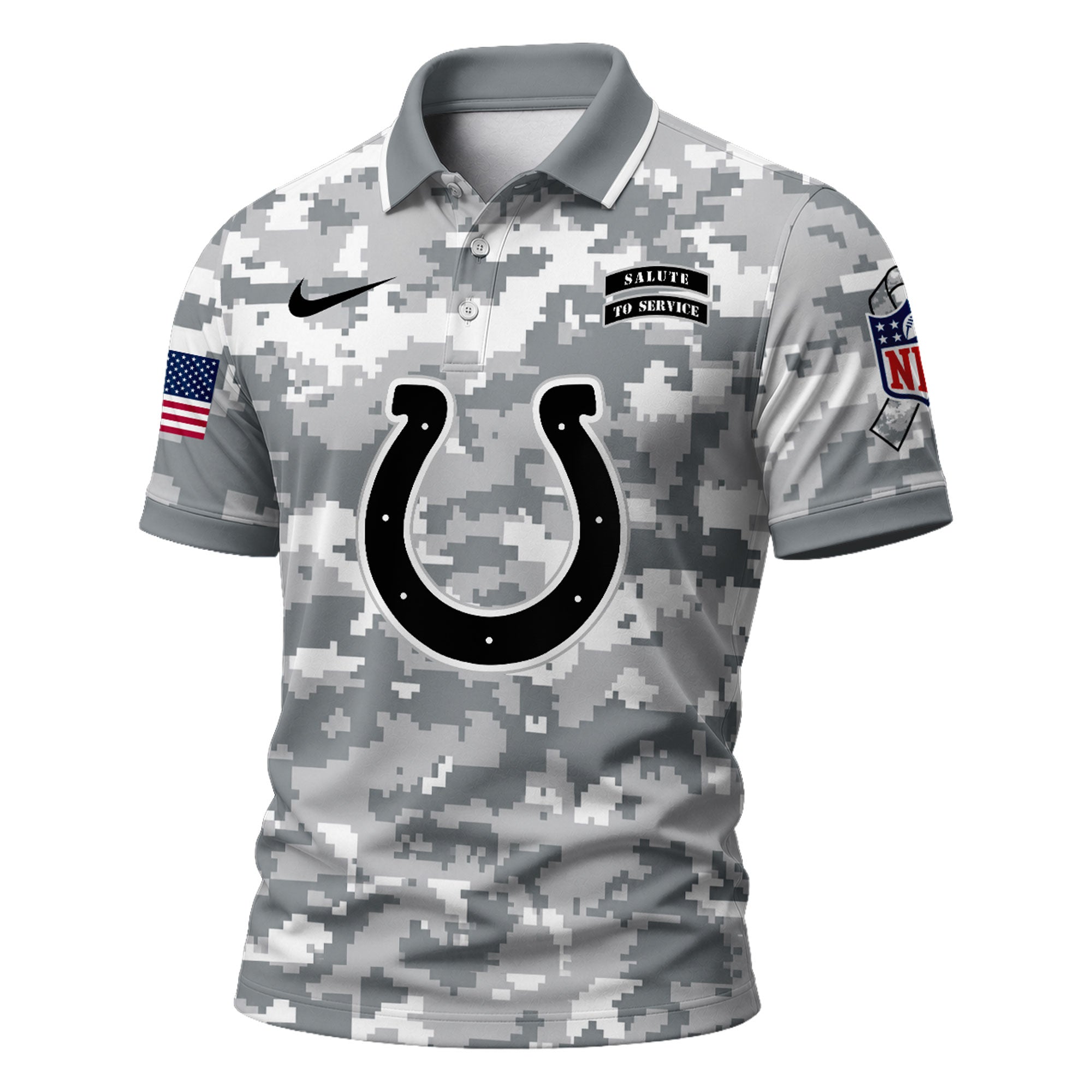I.colts | Premium  Salute To Service Camo Polo Shirt Nf1