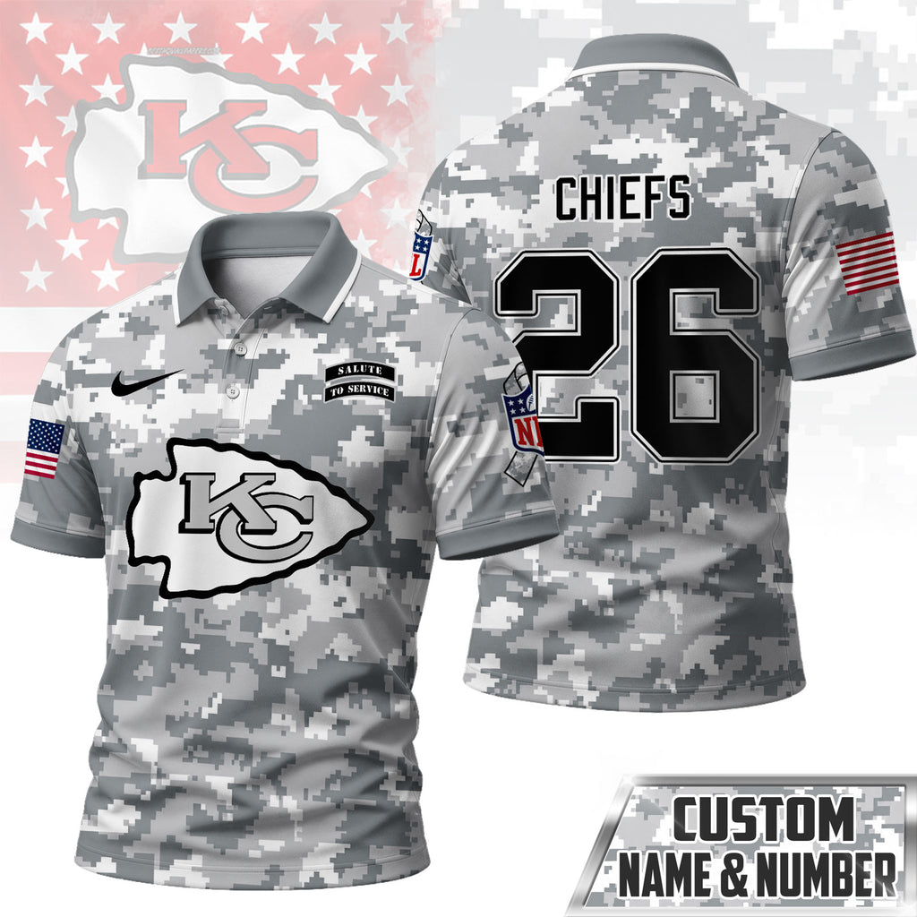 Kc.chiefs | Premium  Salute To Service Camo Polo Shirt Nf1