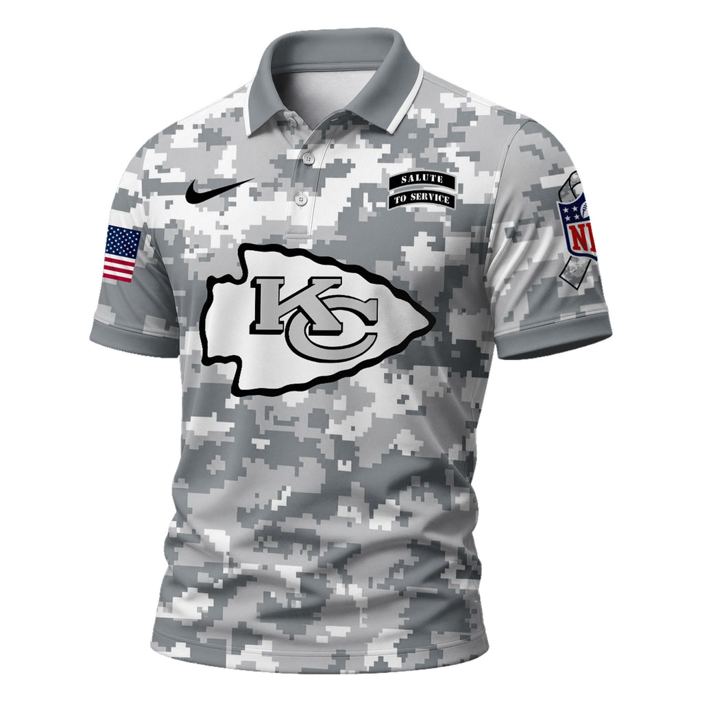 Kc.chiefs | Premium  Salute To Service Camo Polo Shirt Nf1