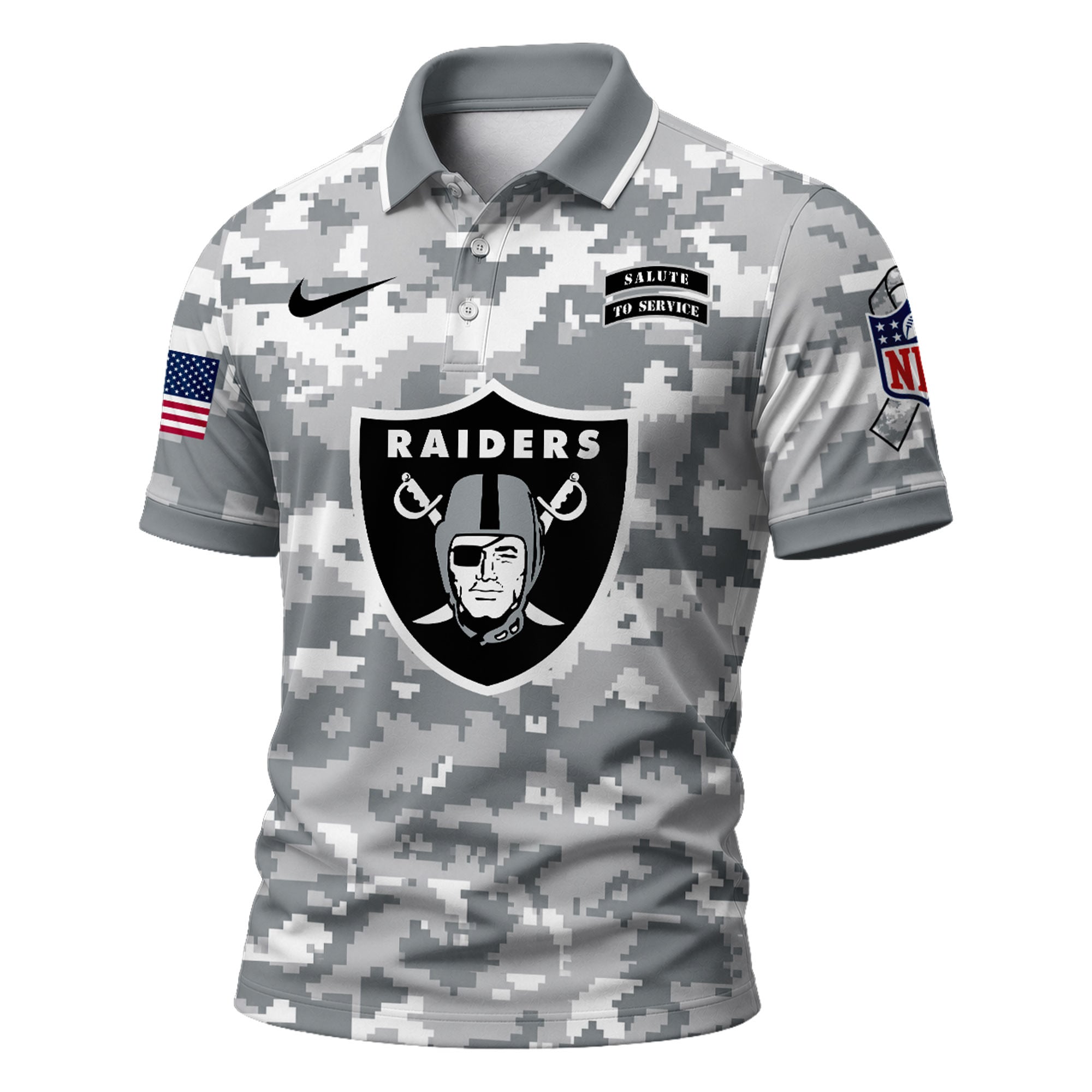 Lv.raiders | Premium  Salute To Service Camo Polo Shirt Nf1