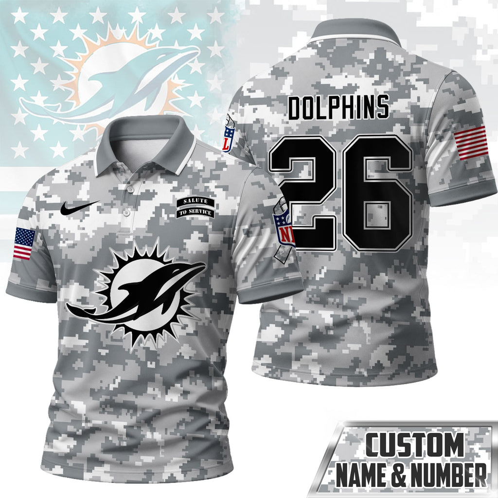 M.dolphins | Premium  Salute To Service Camo Polo Shirt Nf1
