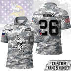 M.vikings | Premium  Salute To Service Camo Polo Shirt Nf1