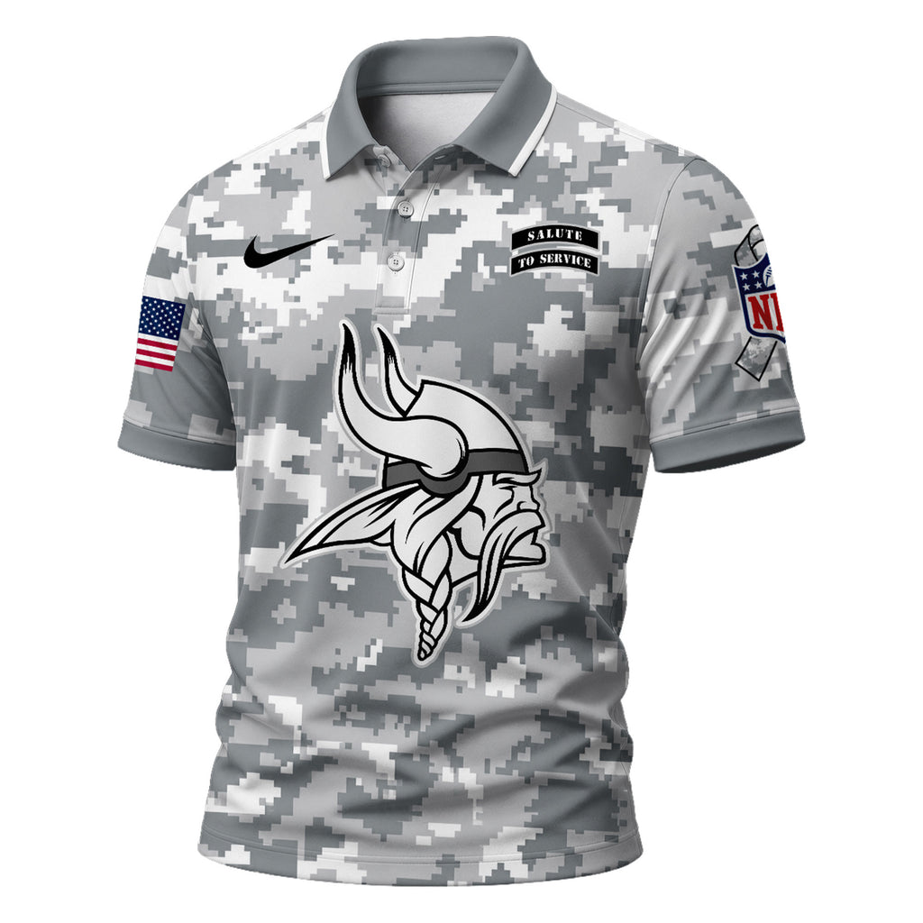M.vikings | Premium  Salute To Service Camo Polo Shirt Nf1