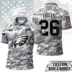 P.eagles | Premium  Salute To Service Camo Polo Shirt Nf1
