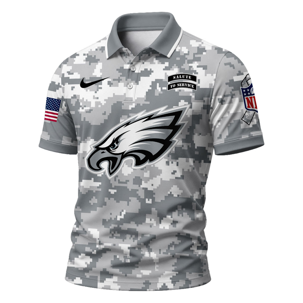 P.eagles | Premium  Salute To Service Camo Polo Shirt Nf1