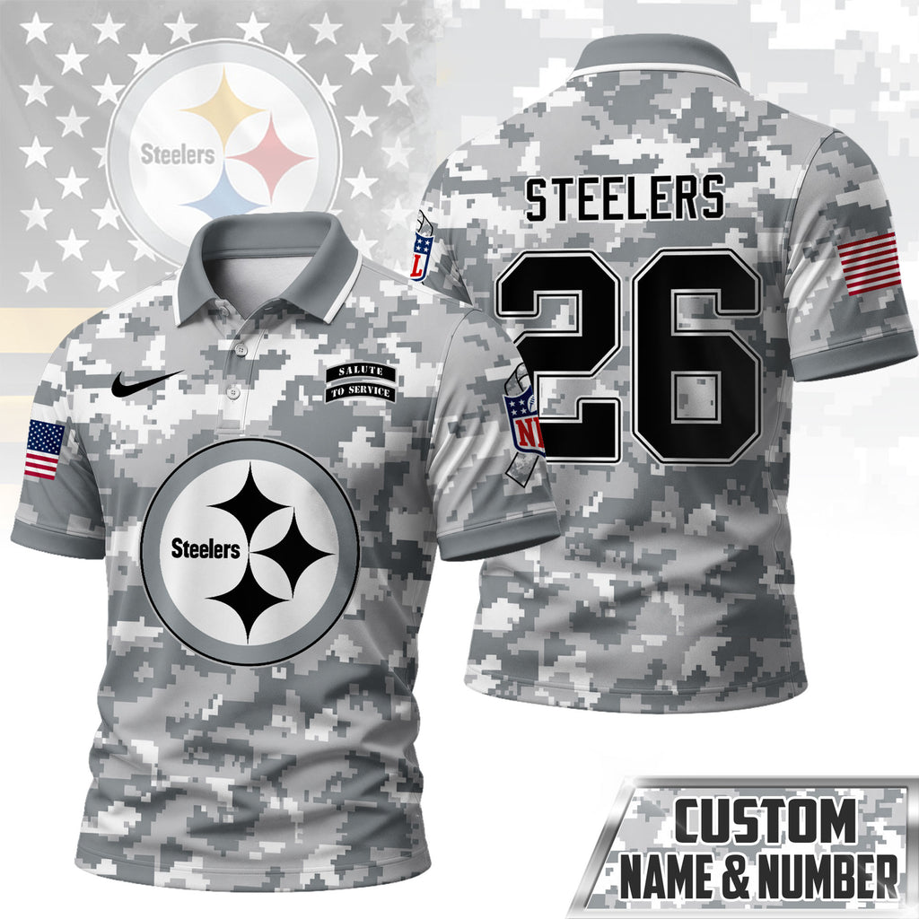 P.steelers | Premium  Salute To Service Camo Polo Shirt Nf1