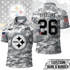 P.steelers | Premium  Salute To Service Camo Polo Shirt Nf1