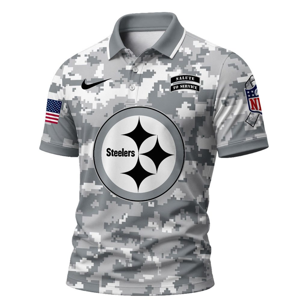 P.steelers | Premium  Salute To Service Camo Polo Shirt Nf1