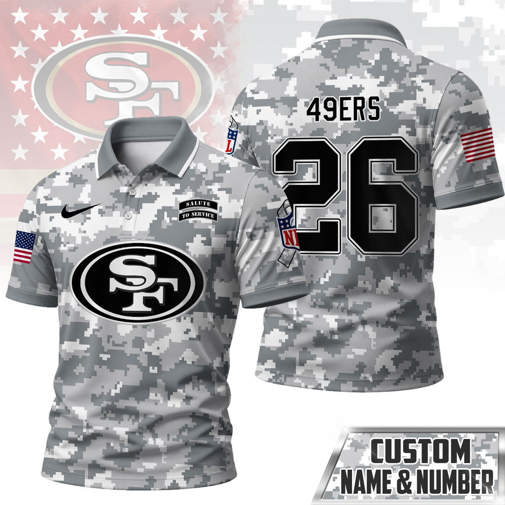 Sf.49ers | Premium  Salute To Service Camo Polo Shirt Nf1