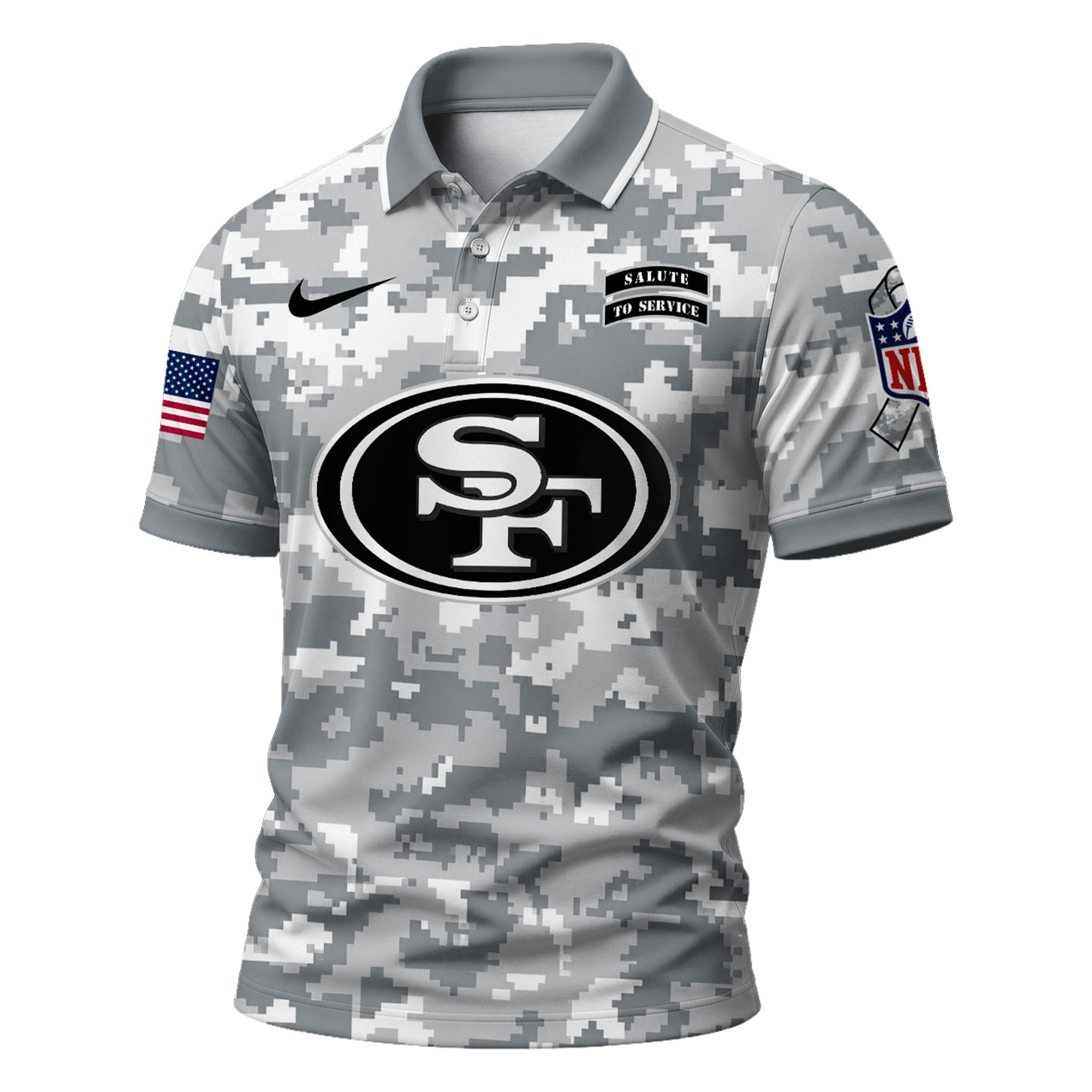 Sf.49ers | Premium  Salute To Service Camo Polo Shirt Nf1
