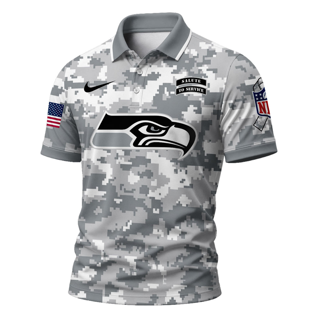 S.seahawks | Premium  Salute To Service Camo Polo Shirt Nf1