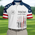 We The People 250 Years Of Freedom Distressed Flag Patriotic 4th Of July Golf Shirts For Men