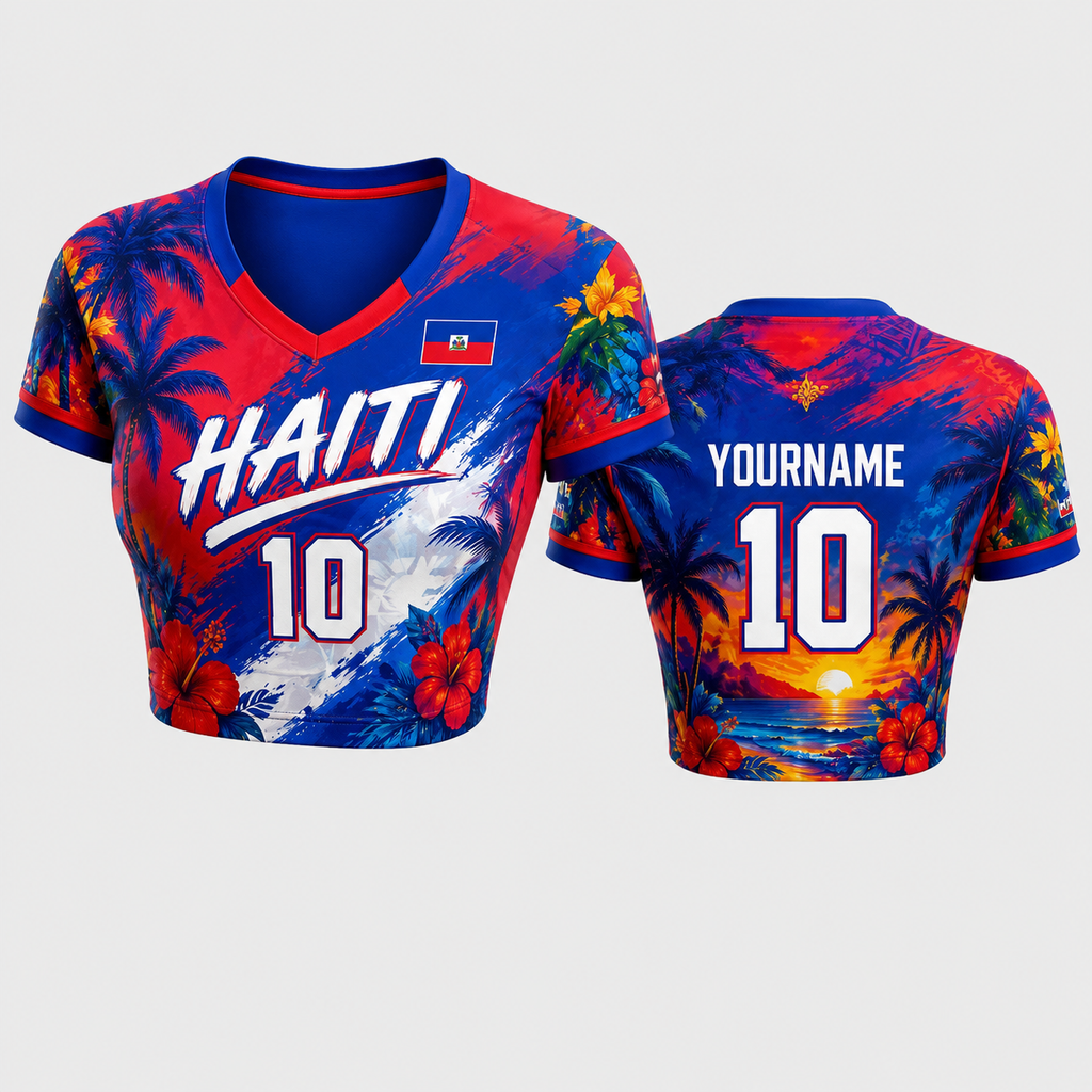 Haiti | Premium Wc26 Heritage Heart Crop Top HCH01