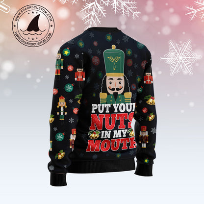 Put Your Nuts In My Mouth Ugly Christmas Sweater, The Nutcracker All-over Print Christmas Ugly Sweater, Nutcracker Crewneck Knitted Ugly Sweater