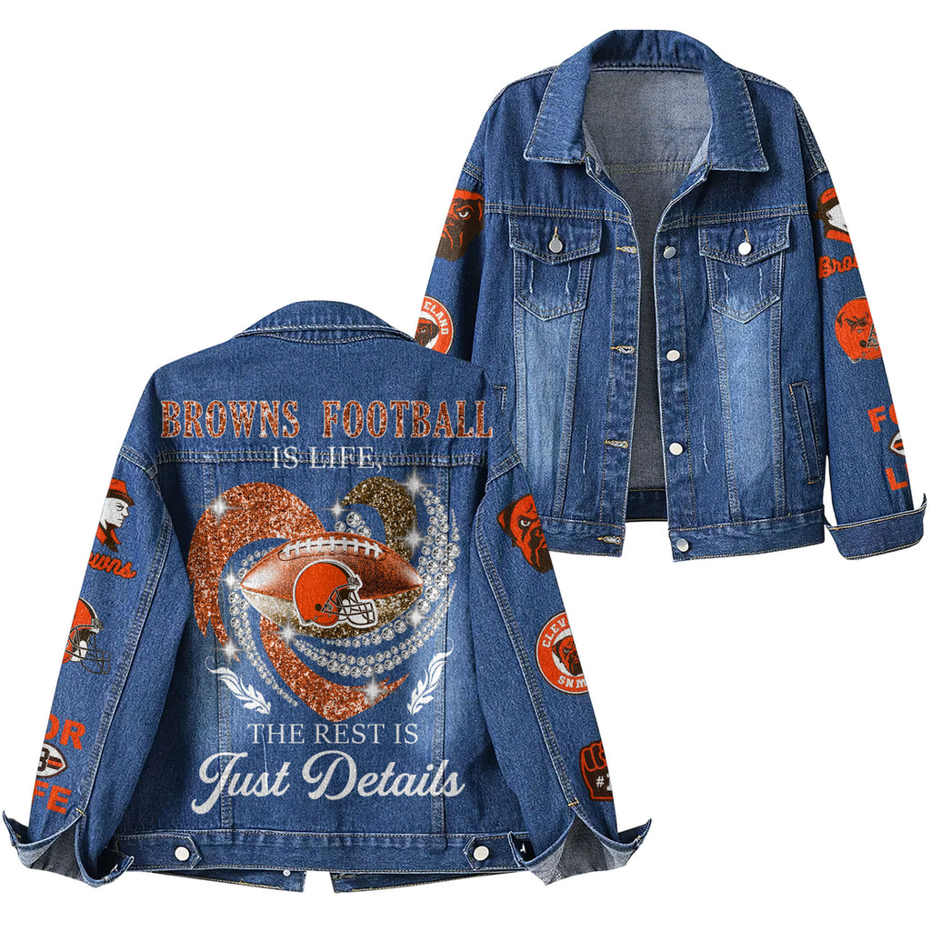 C.browns | Premium  Football Is Life Denim Jacket Nf1