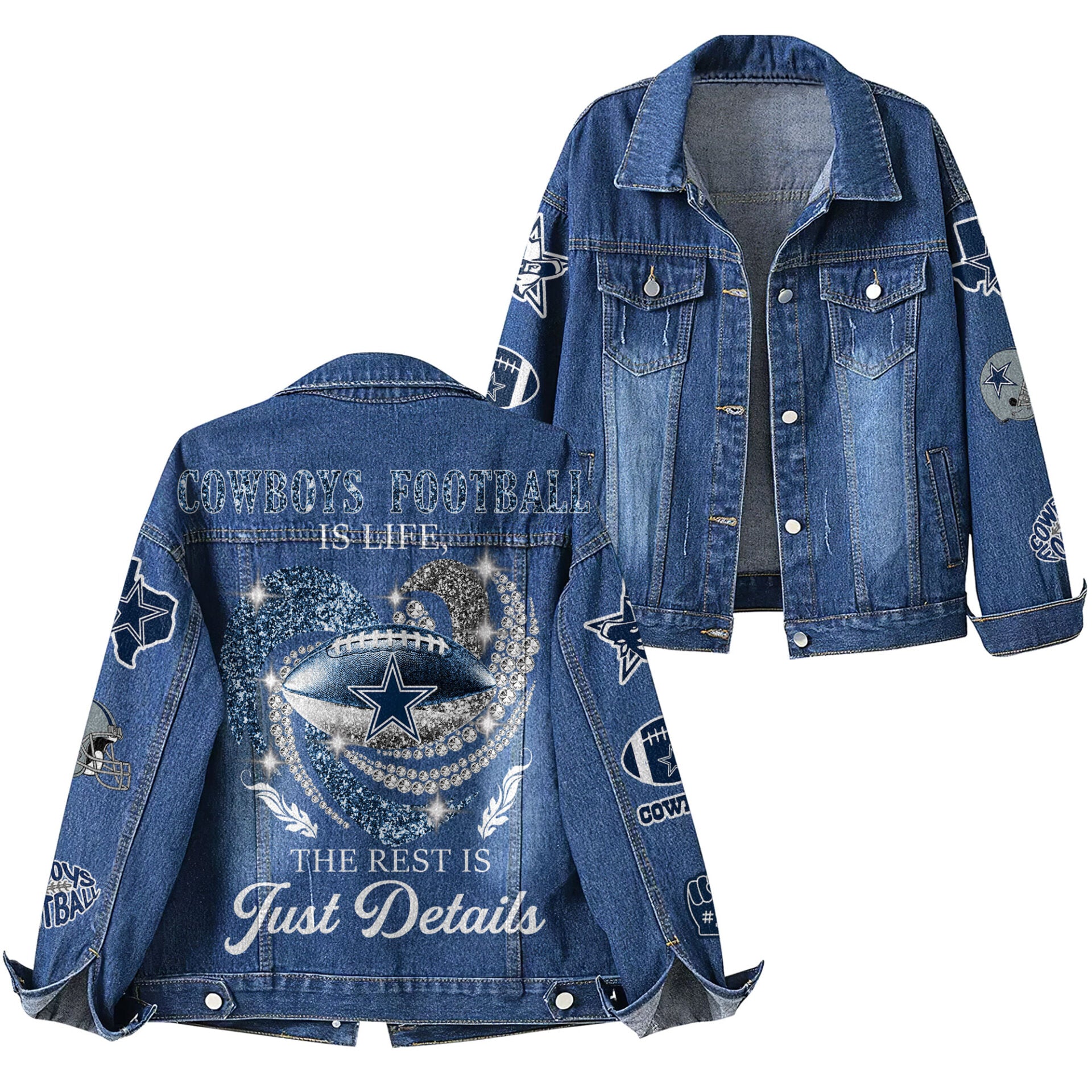 D.cowboys | Premium  Football Is Life Denim Jacket Nf1