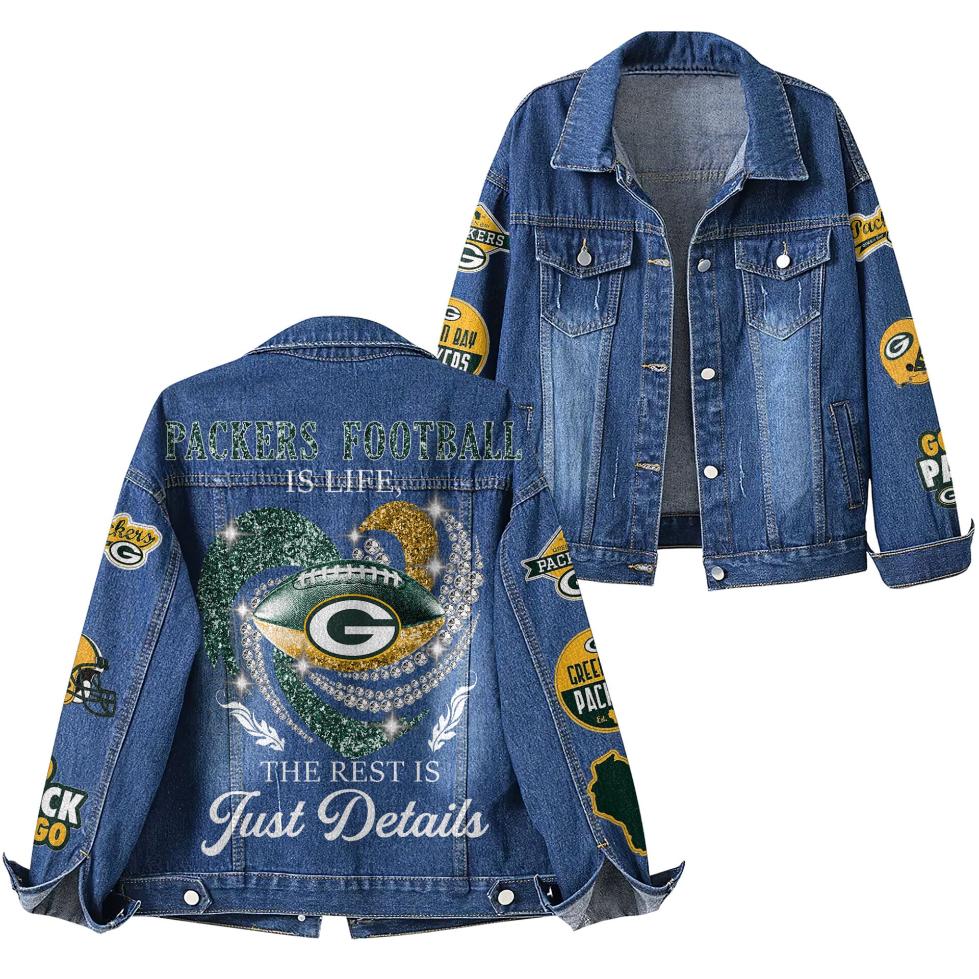 Gb.packers | Premium  Football Is Life Denim Jacket Nf1