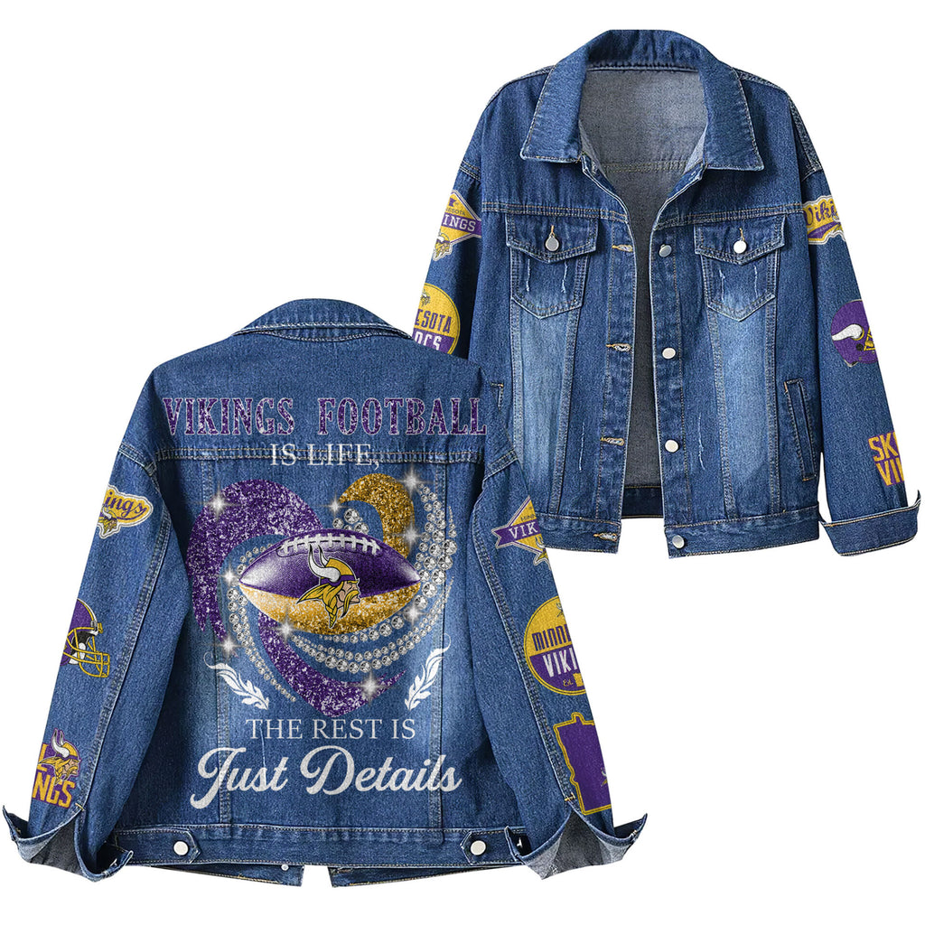 M.vikings | Premium  Football Is Life Denim Jacket Nf1