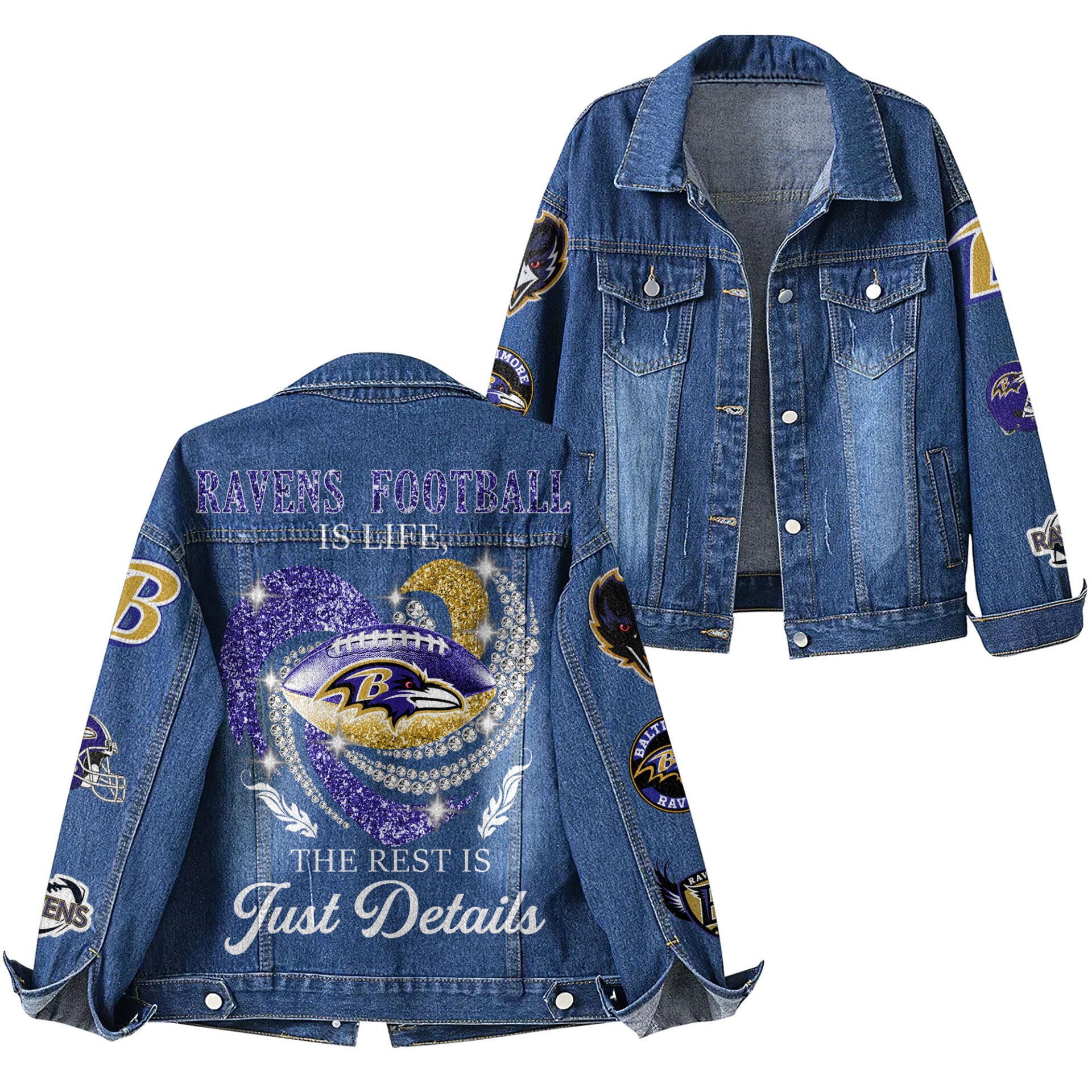 B.ravens | Premium  Football Is Life Denim Jacket Nf1