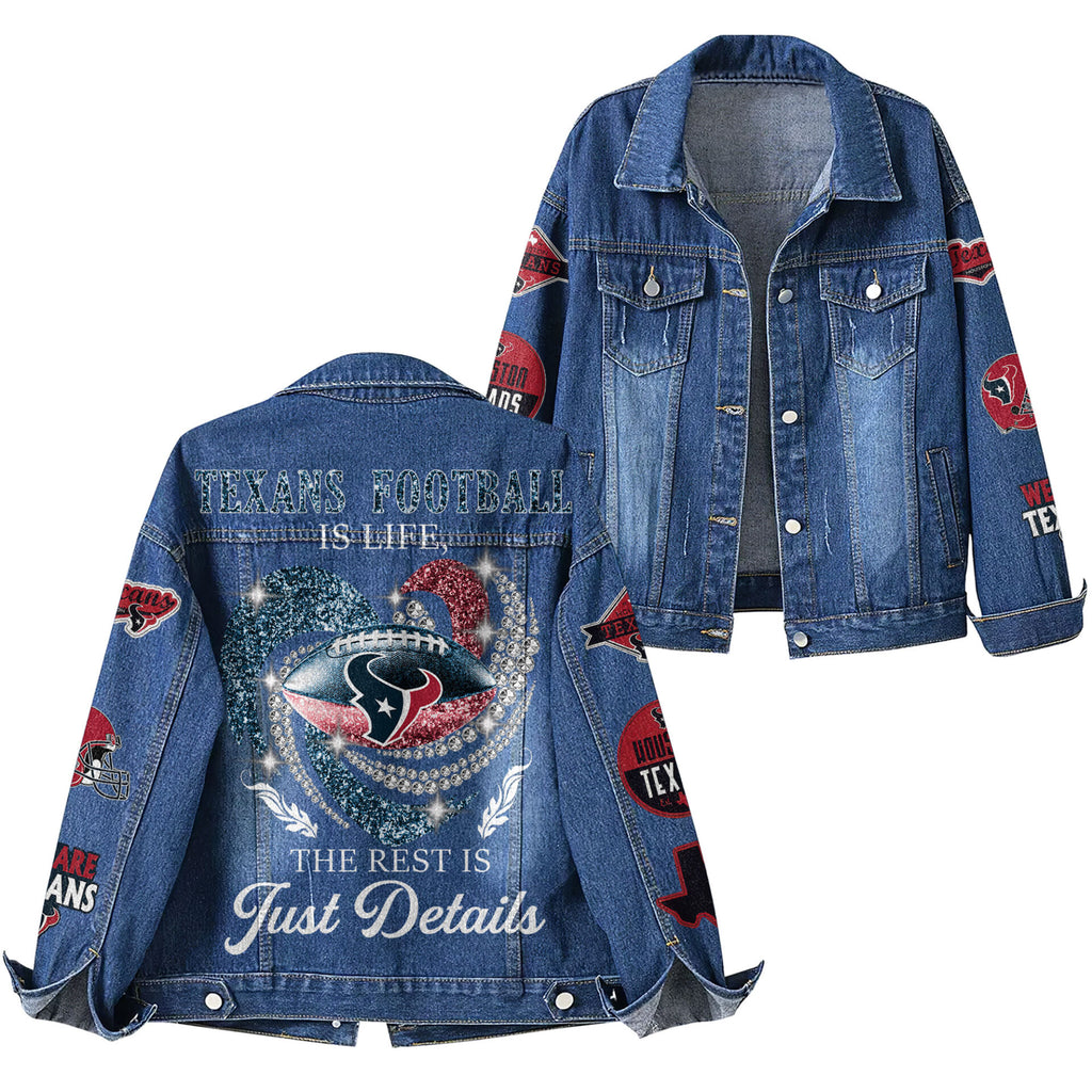 H.texans | Premium  Football Is Life Denim Jacket Nf1