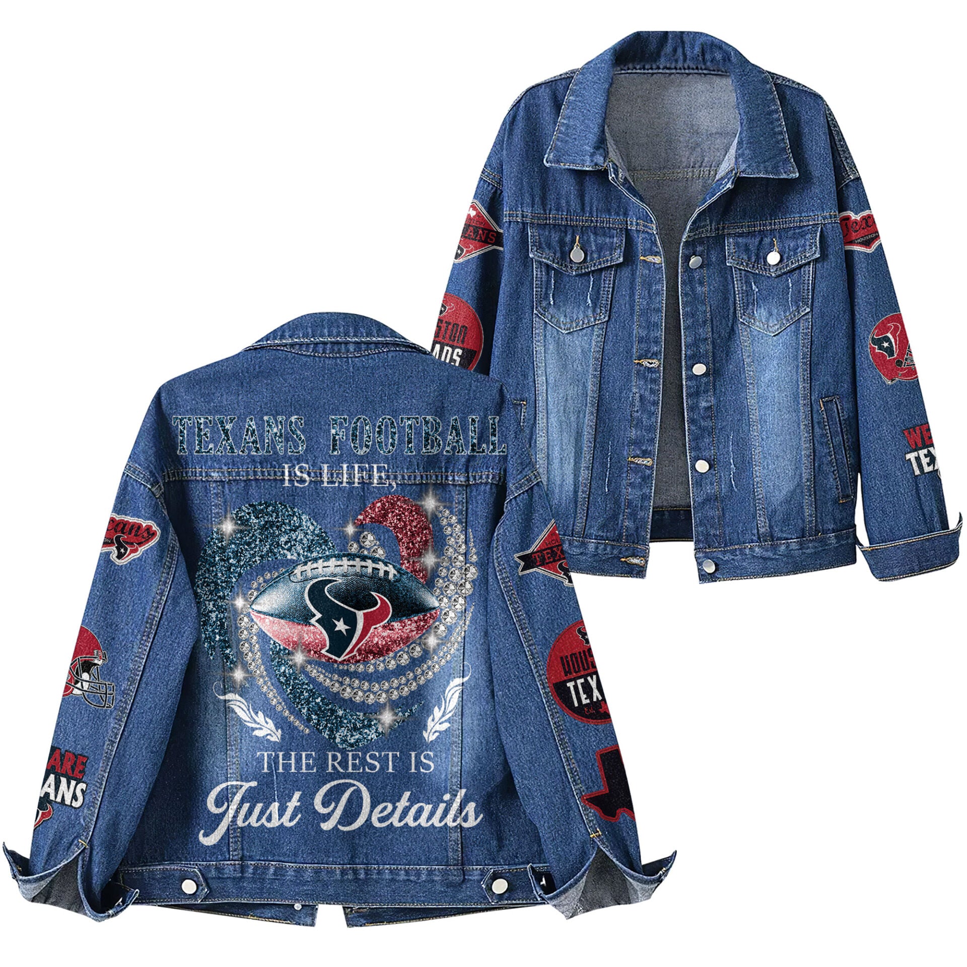 H.texans | Premium  Football Is Life Denim Jacket Nf1