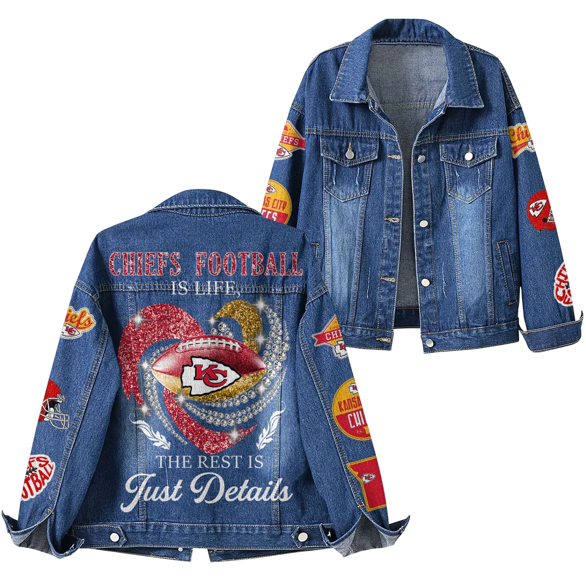 Kc.chiefs | Premium  Football Is Life Denim Jacket Nf1