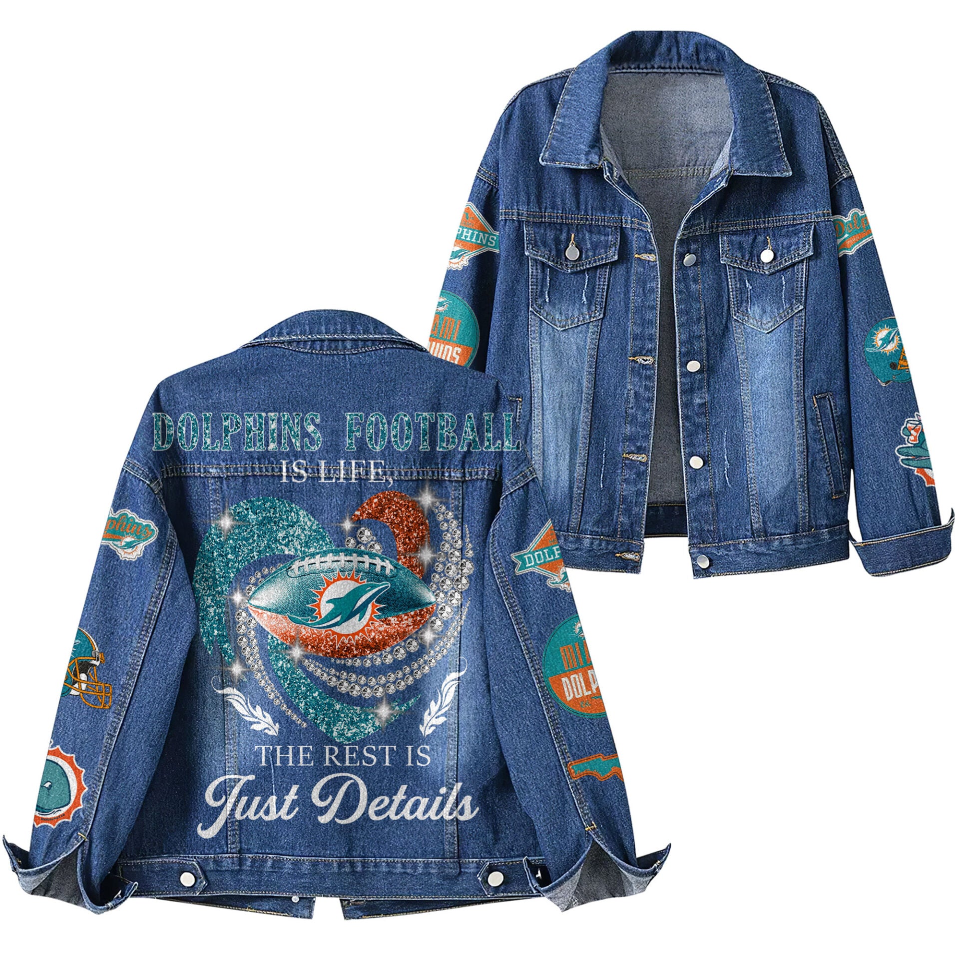 M.dolphins | Premium  Football Is Life Denim Jacket Nf1